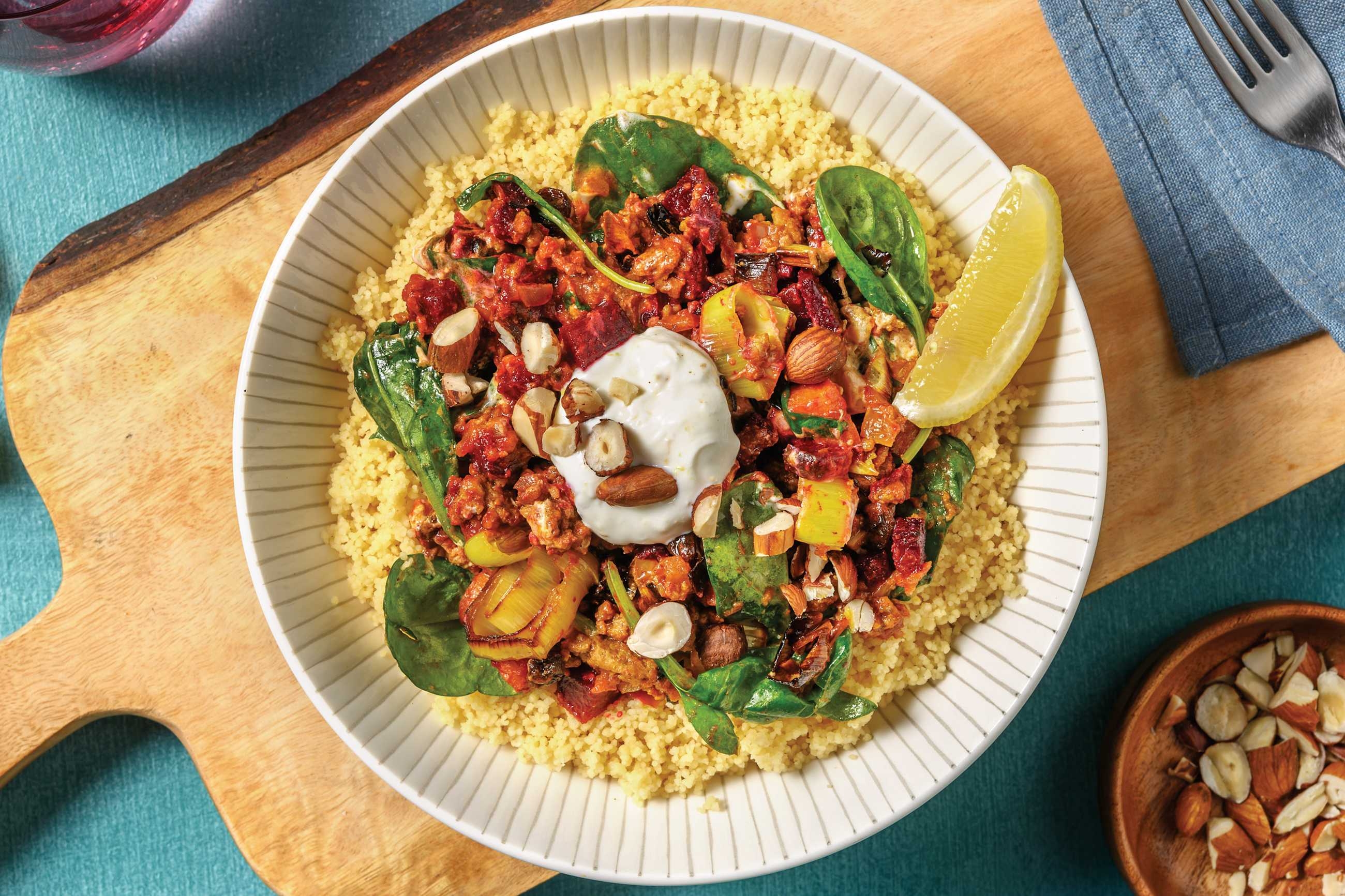 Roast Veggie & Beef Tagine Couscous Bowl