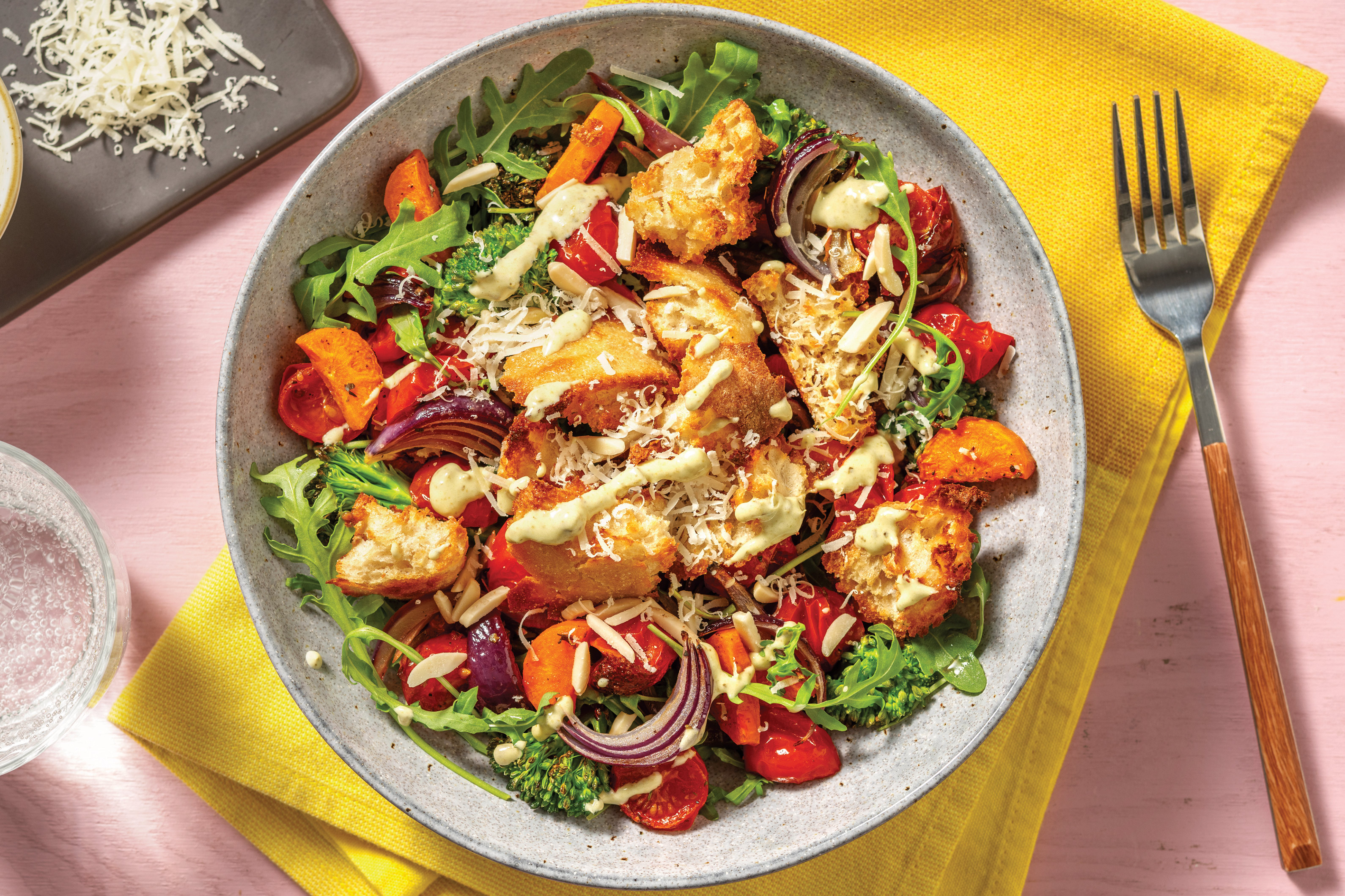 Roast Veggie & Garlic Crouton Salad