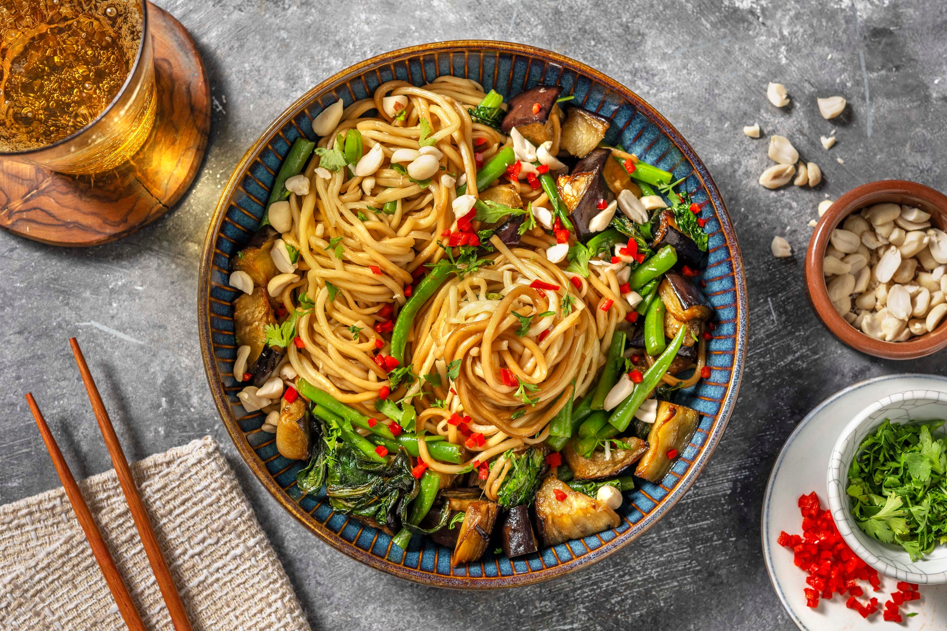 Roasted Aubergine Teriyaki Noodles