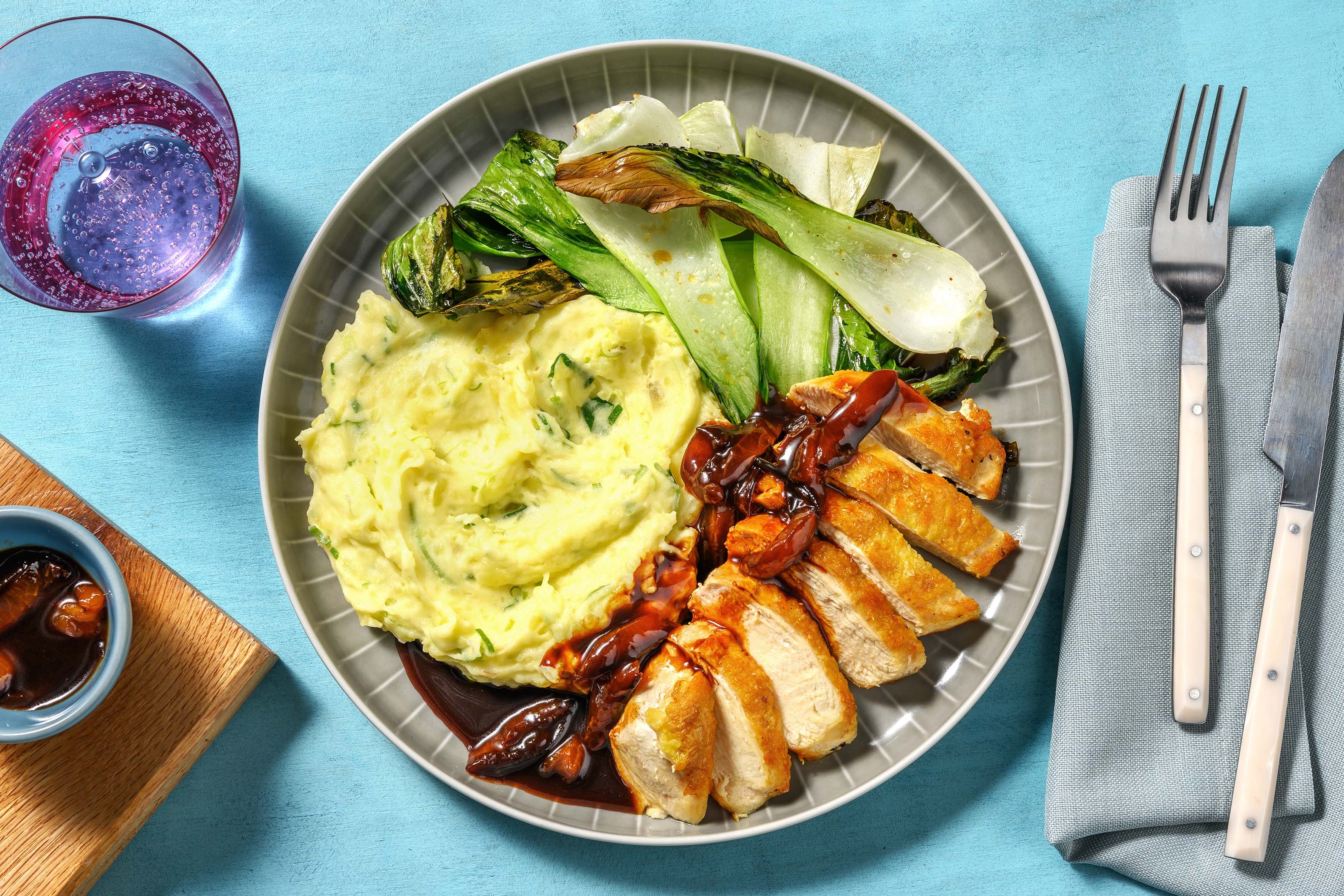 Roasted Chicken Breast with Broccoli Florets in Plum Hoisin Sauce