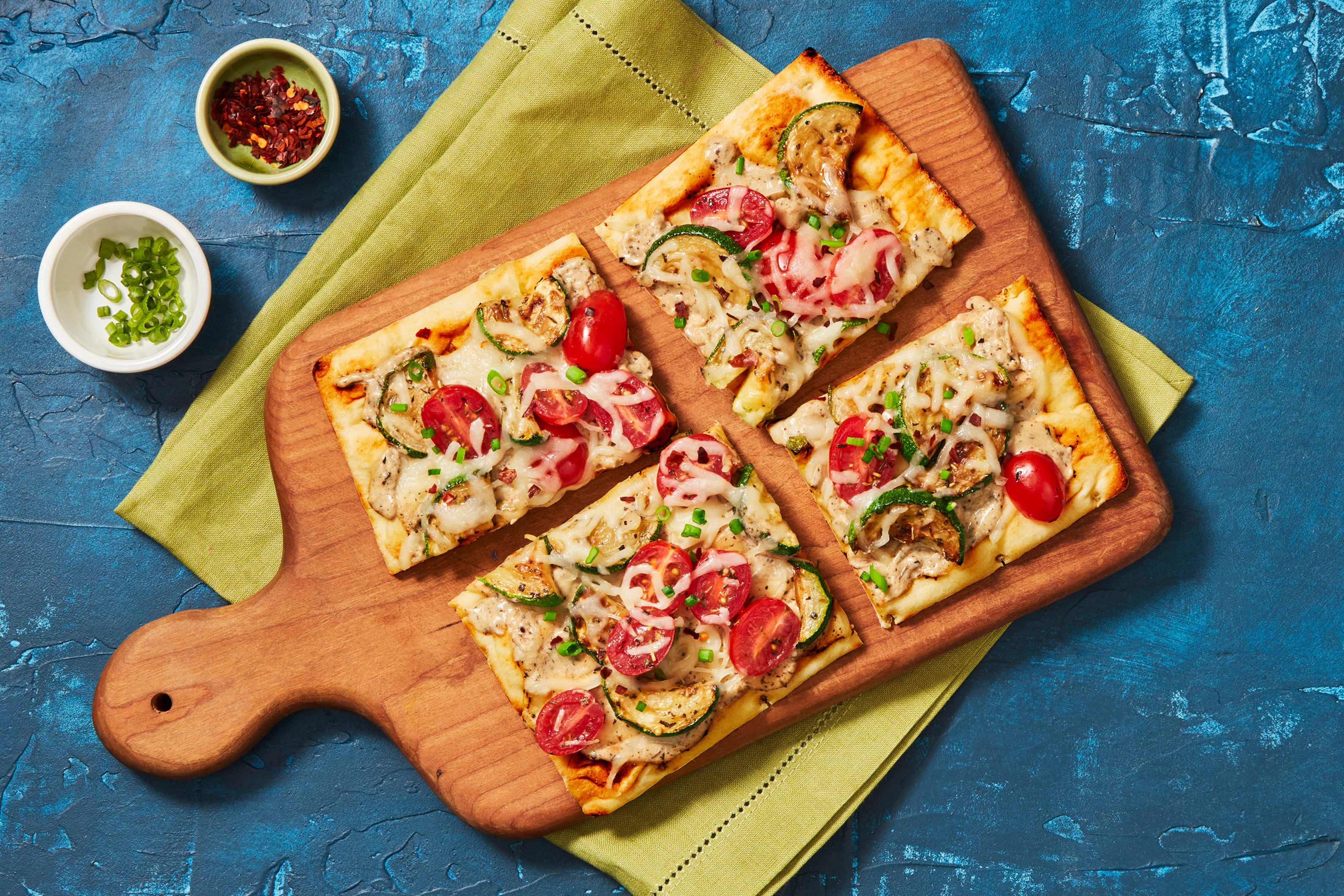 Roasted Garlic & Veggie Flatbreads
