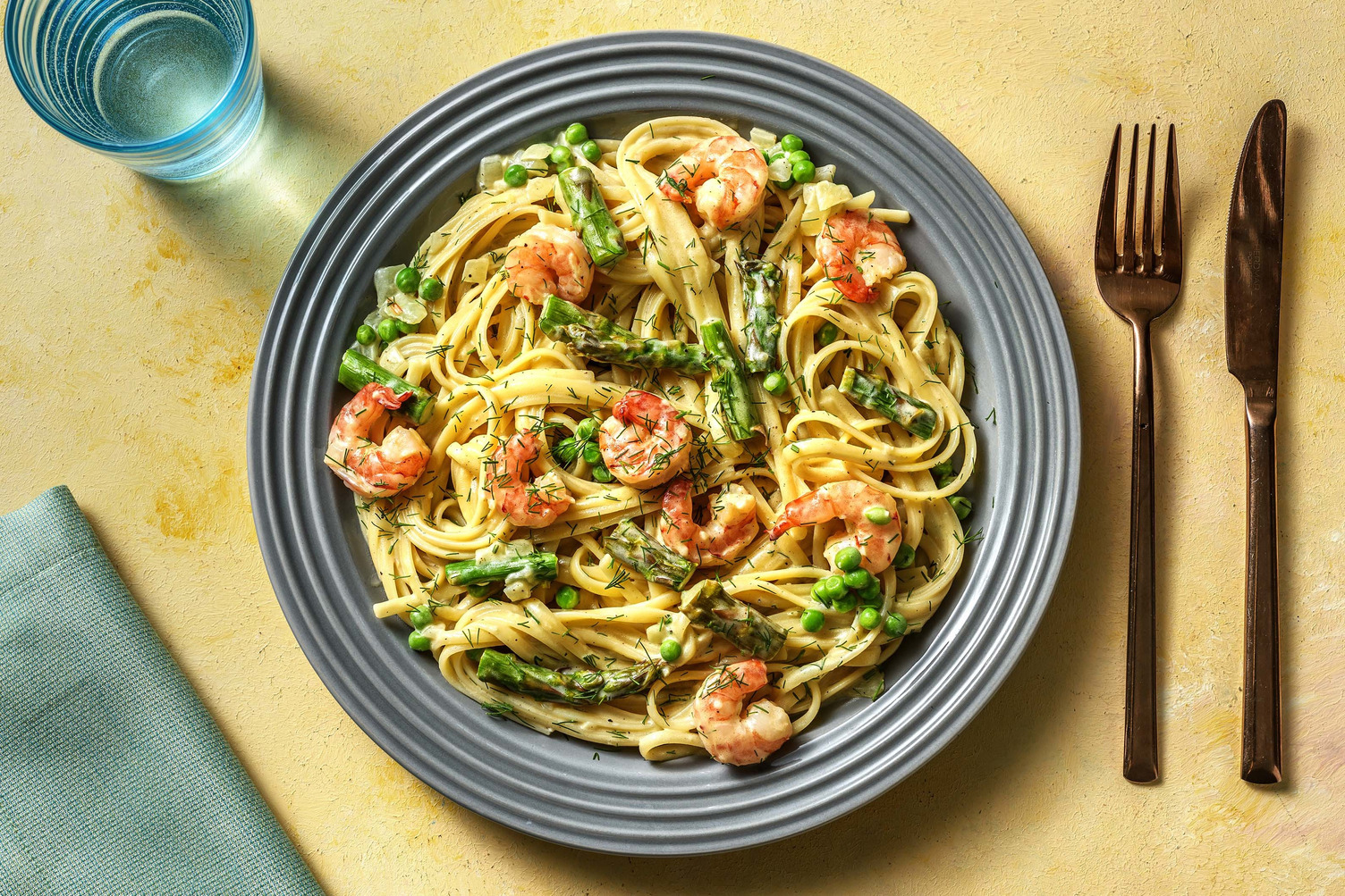 Roasted Shrimp and Asparagus Linguine