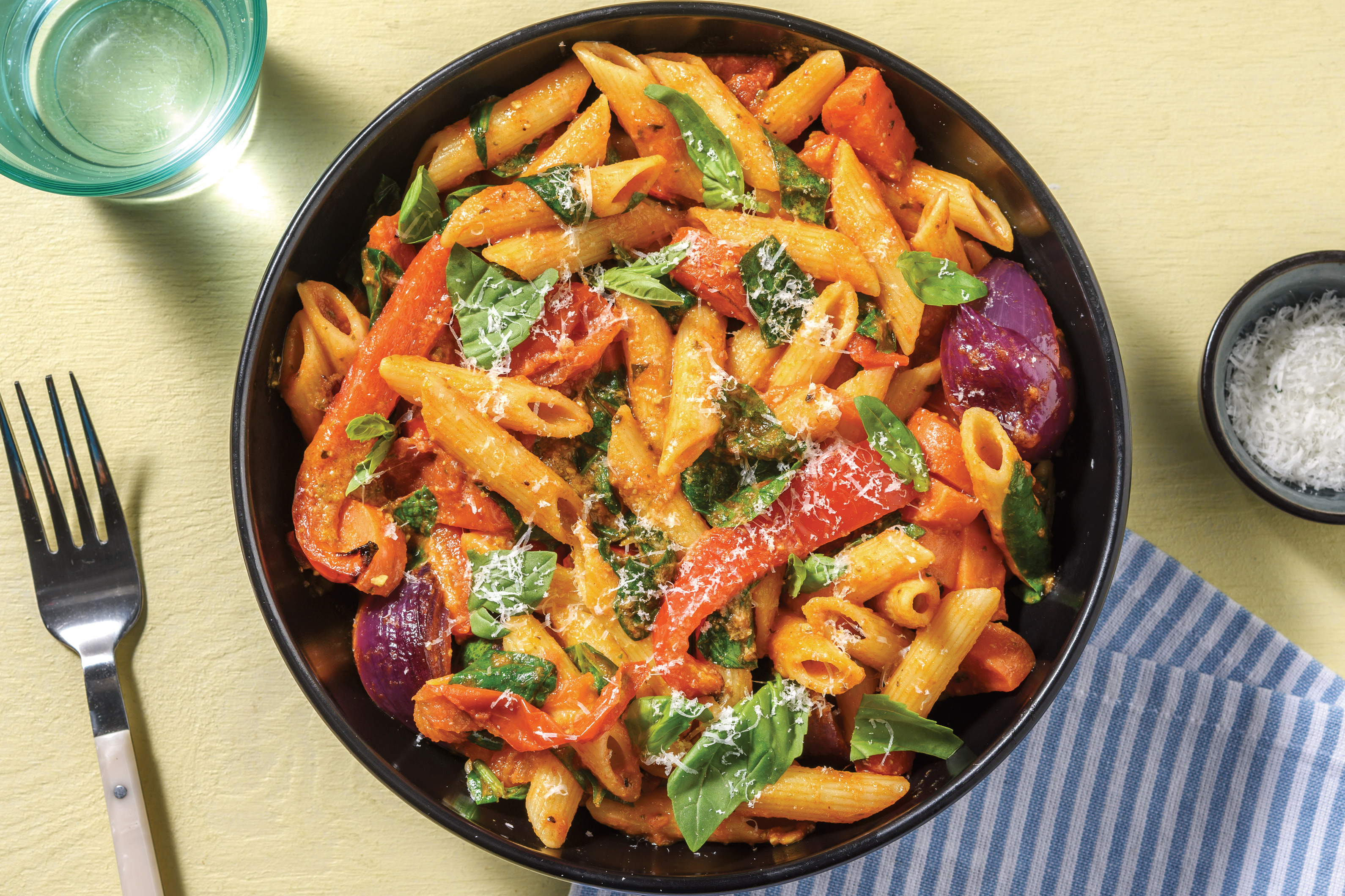 Roasted Veggie & Pesto Penne