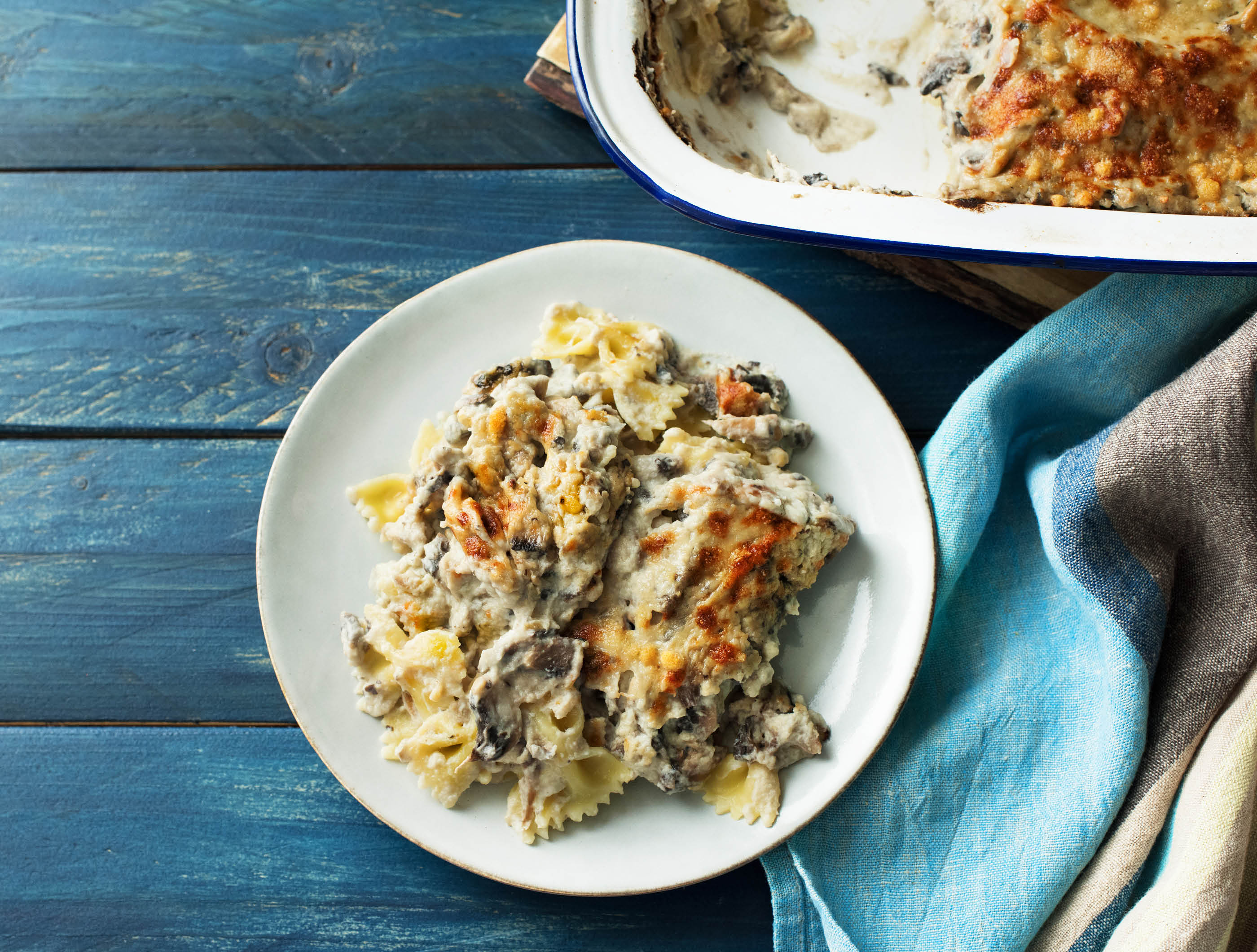 Romige ovenpasta met verse dragon en oude kaas