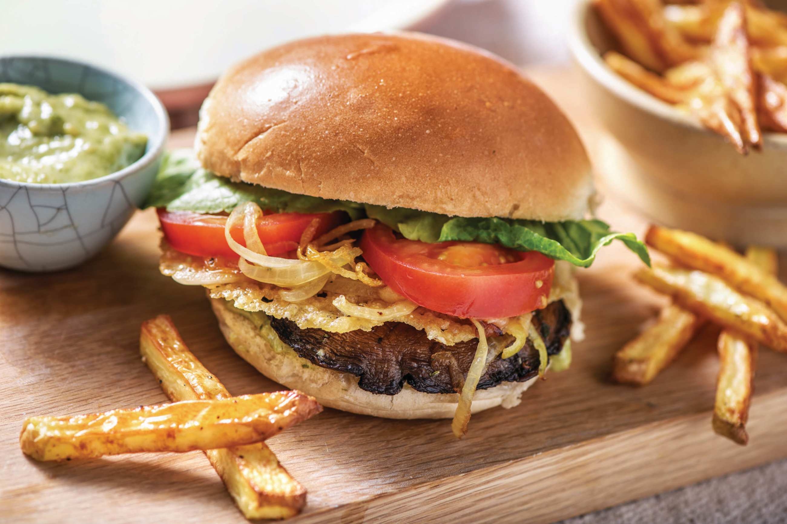 Rosemary Mushroom Burger & Fries