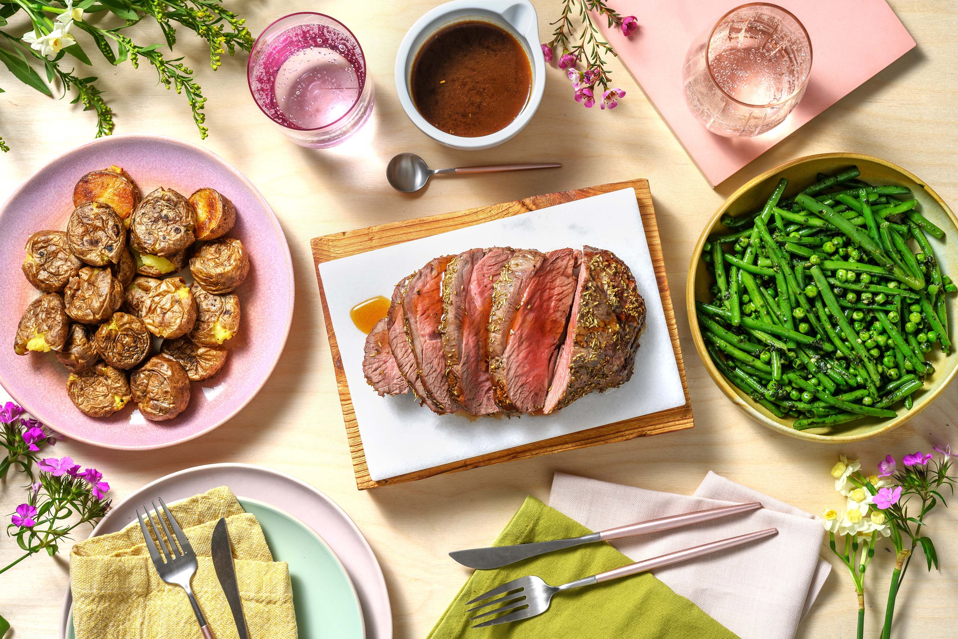 Rosemary Garlic Easter Lamb and Red Wine Jus