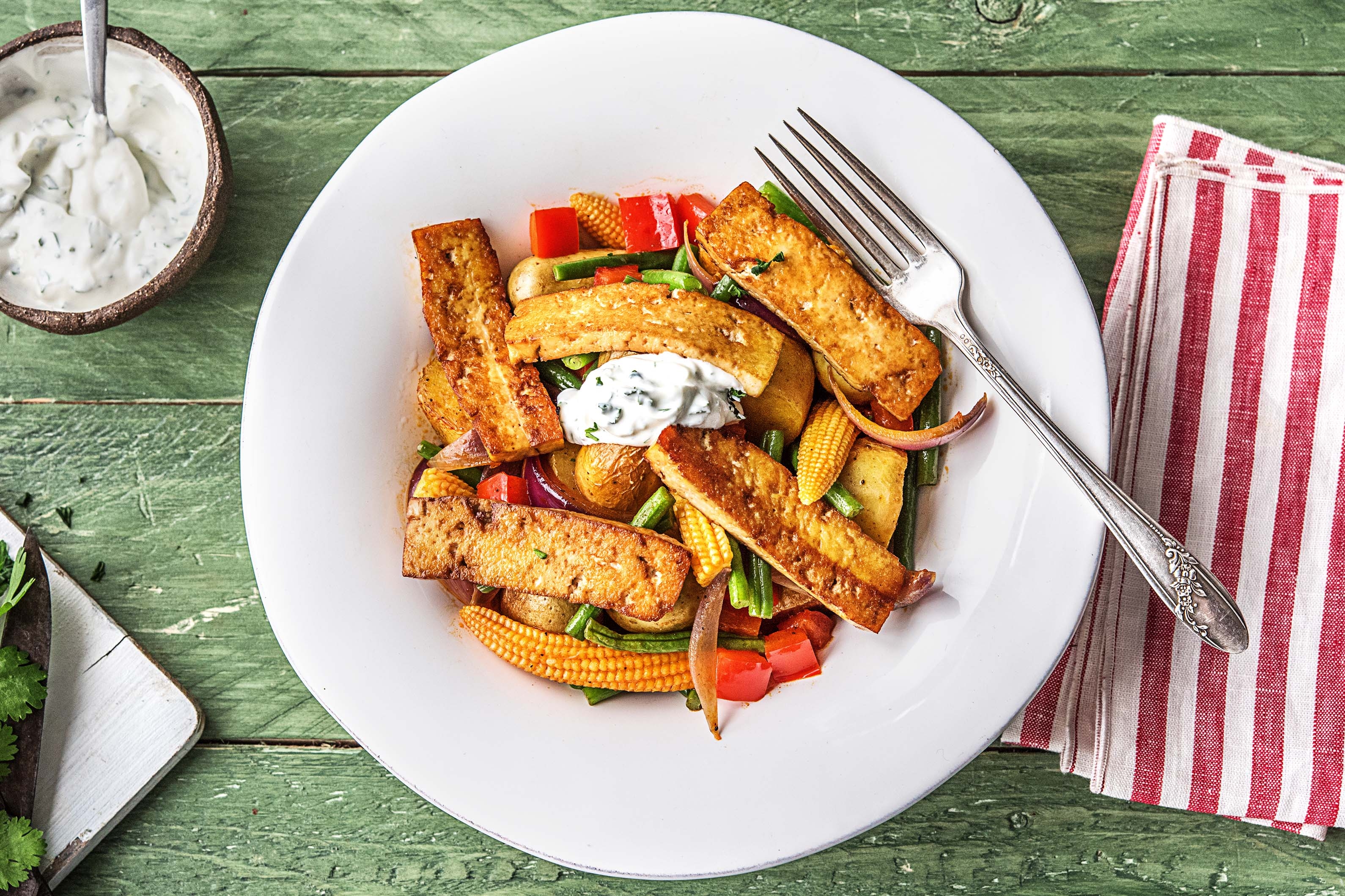 Rustikale Tofu-Gemüse-Pfanne