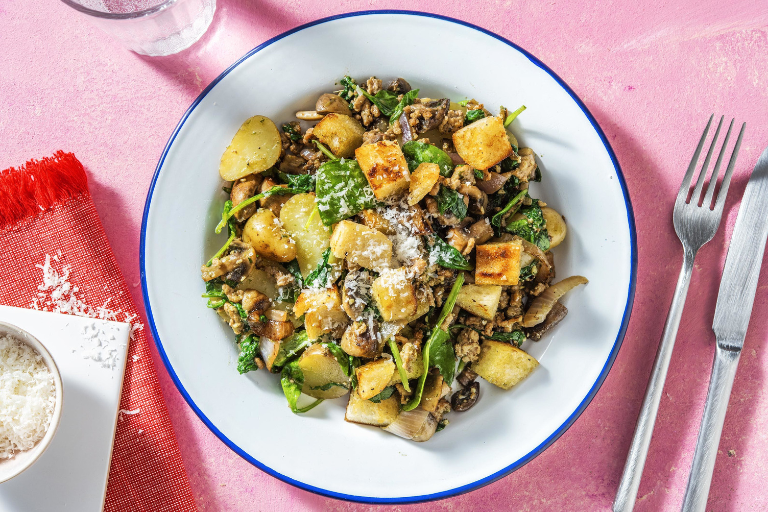 Krieltjessalade met gehakt en zelfgemaakte croutons