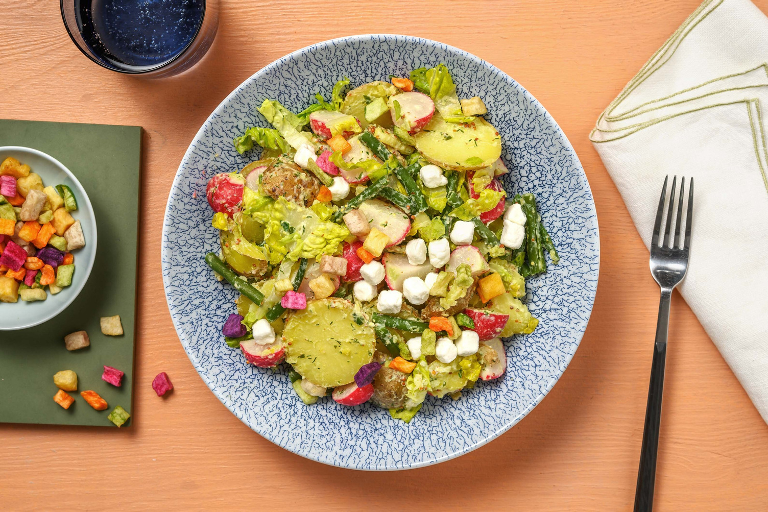 Salade de pommes de terre! mit Ziegenfrischkäse