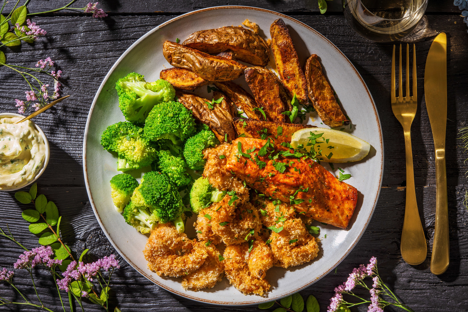 Saumon et crevettes à la noix de coco