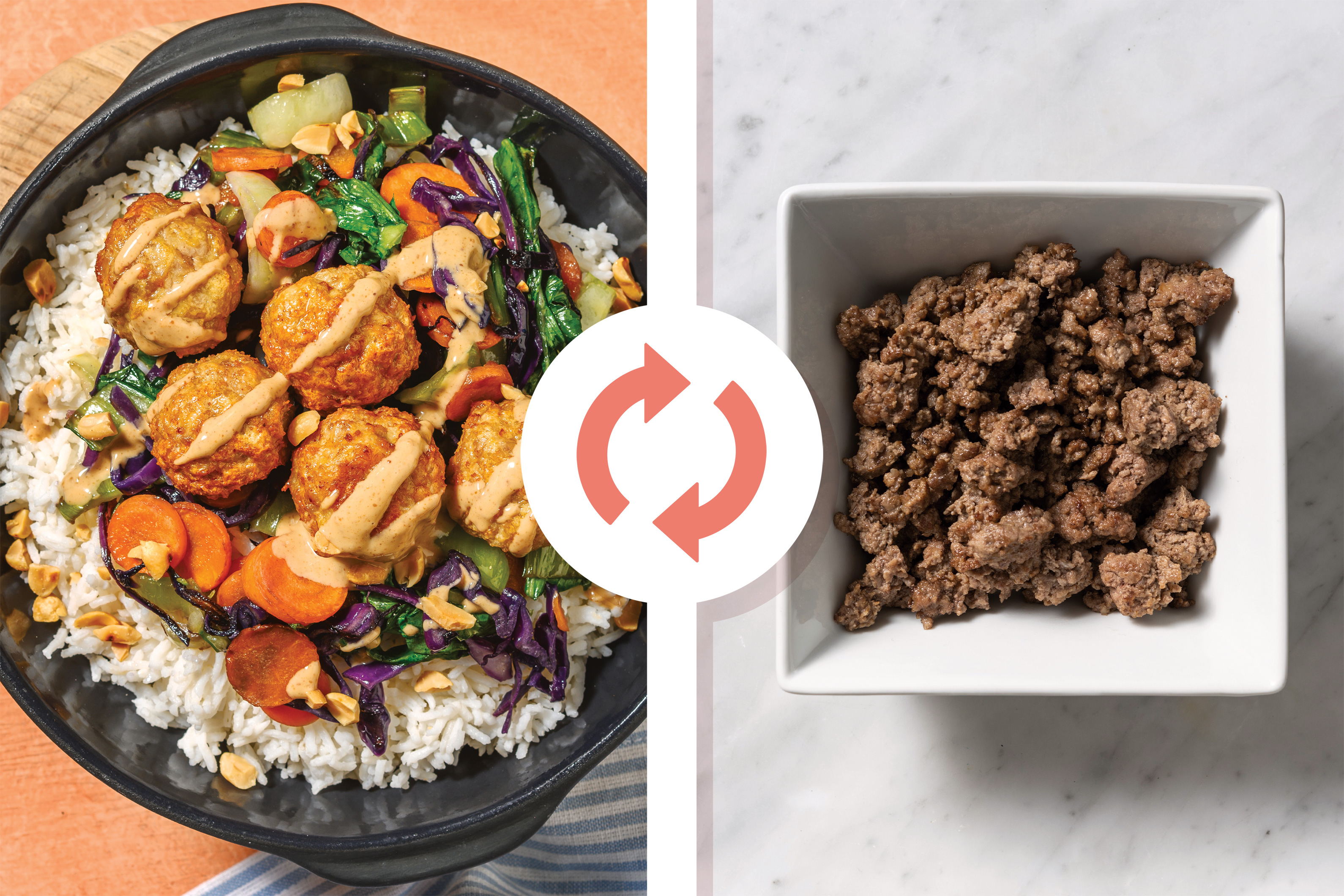 Satay Beef Meatballs & Ginger Lemongrass Rice