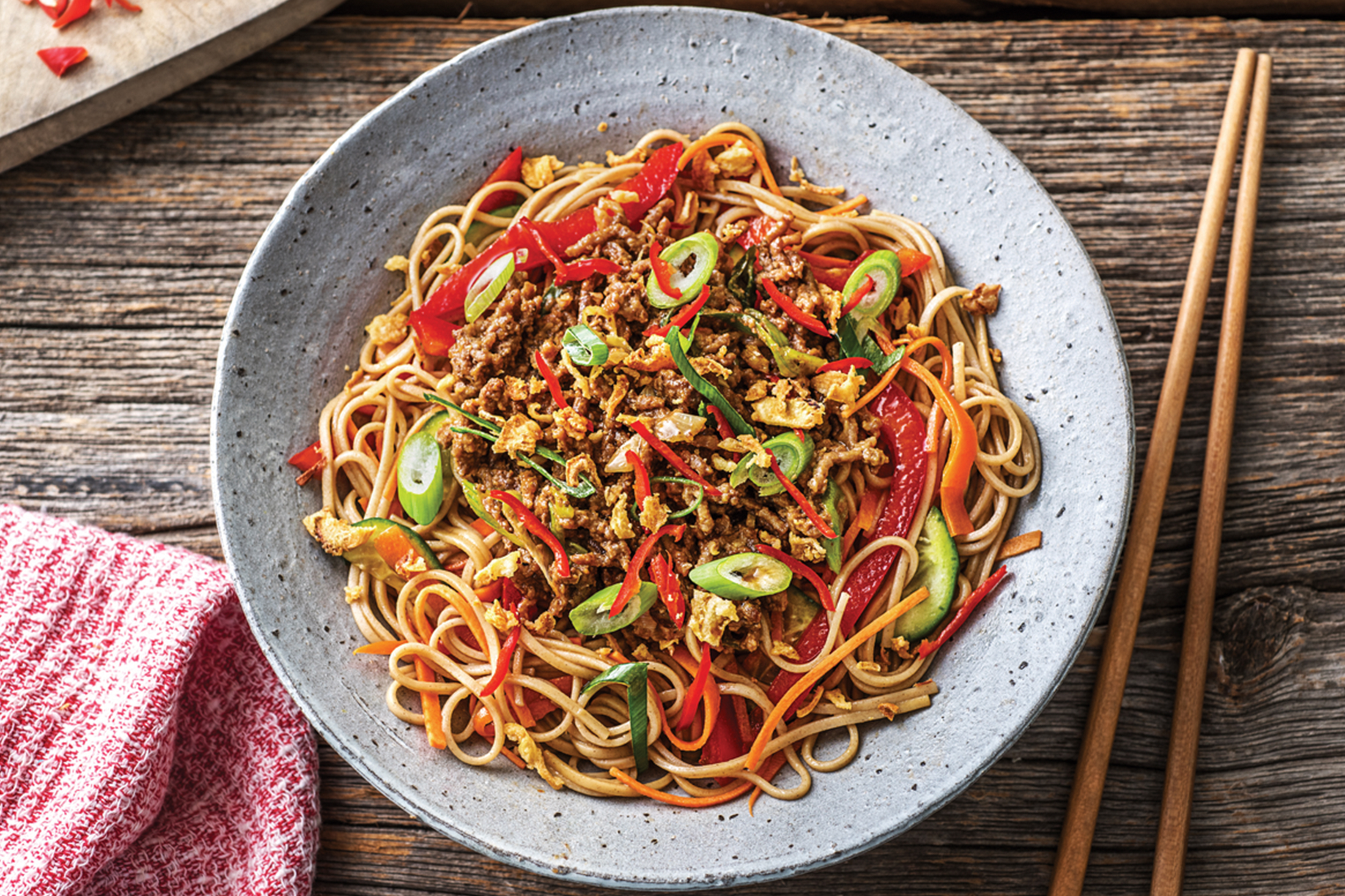 Thai-style Peanut Beef & Veggie Soba Noodle Bowl