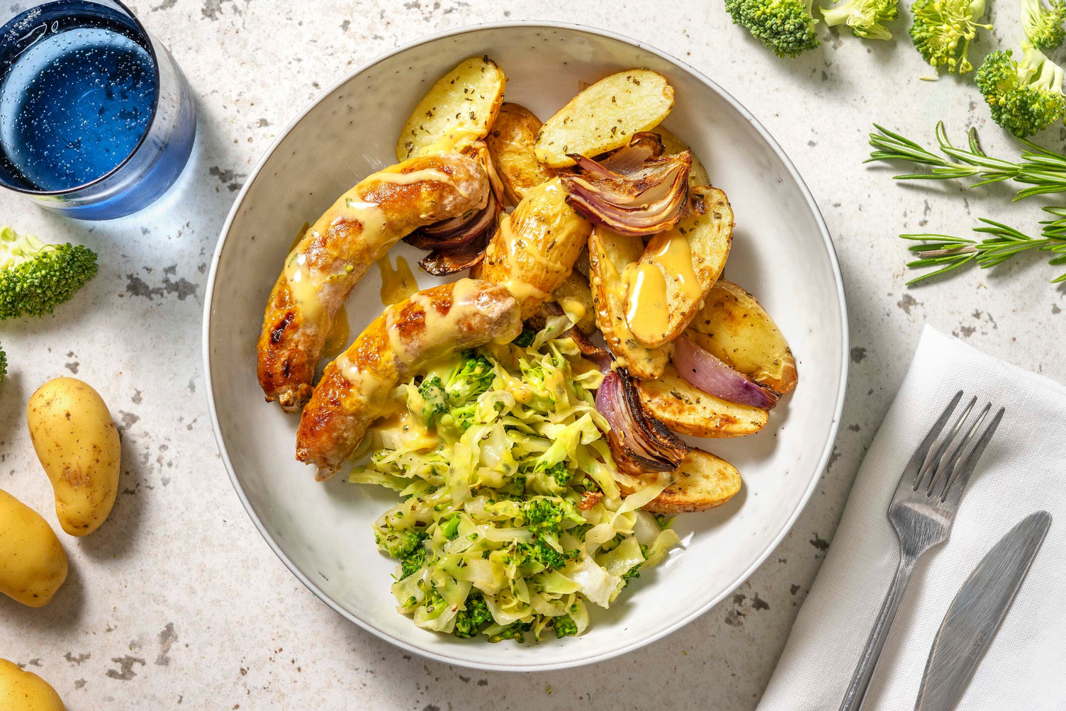 Saucisses de porc au miel et à la moutarde