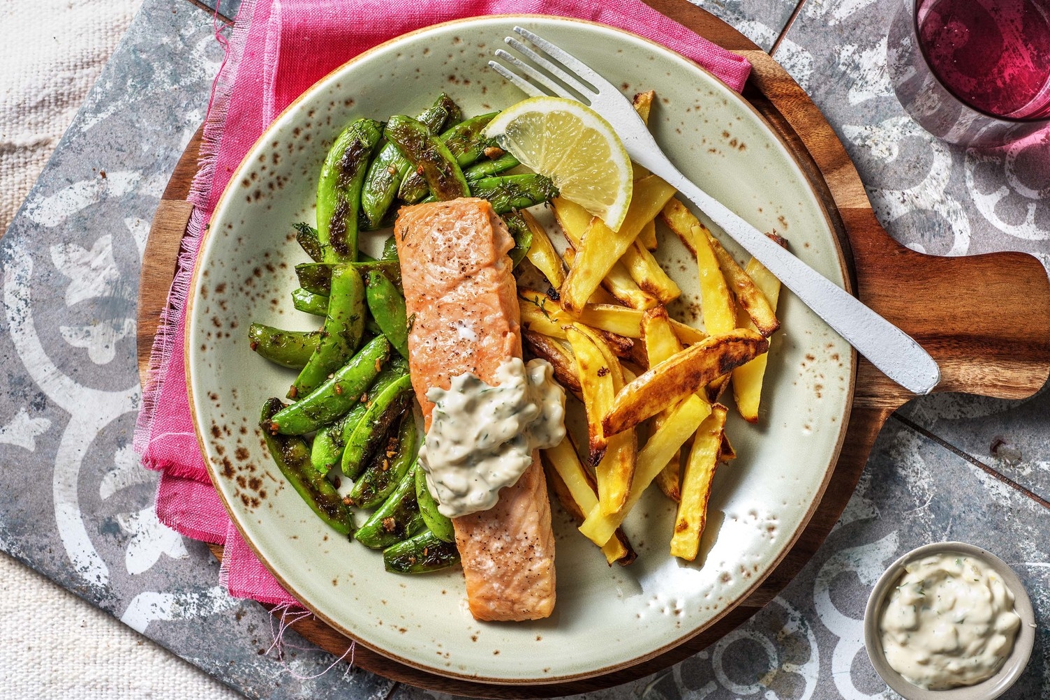 Baked Salmon and Chips