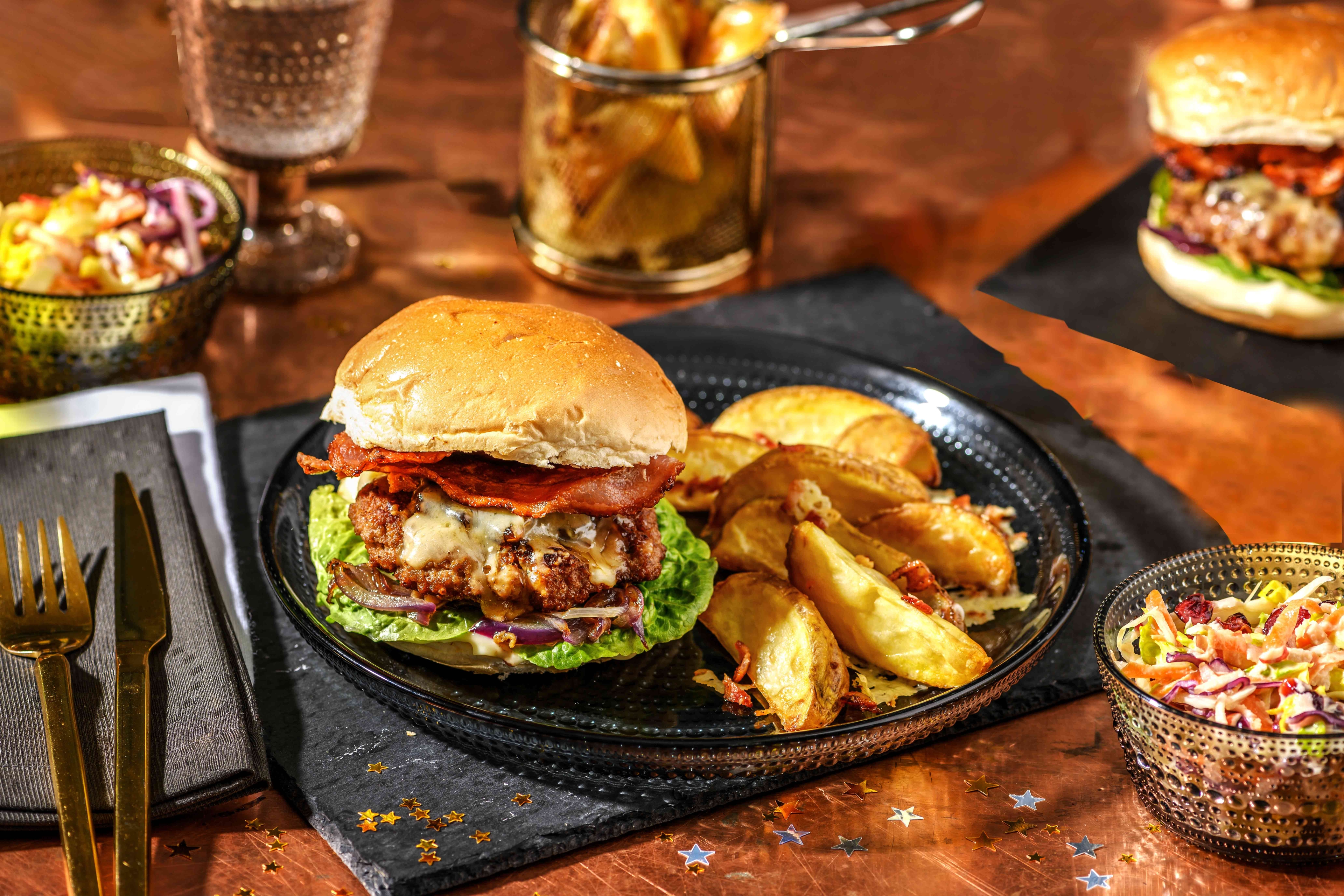 Sausage and Bacon Burger