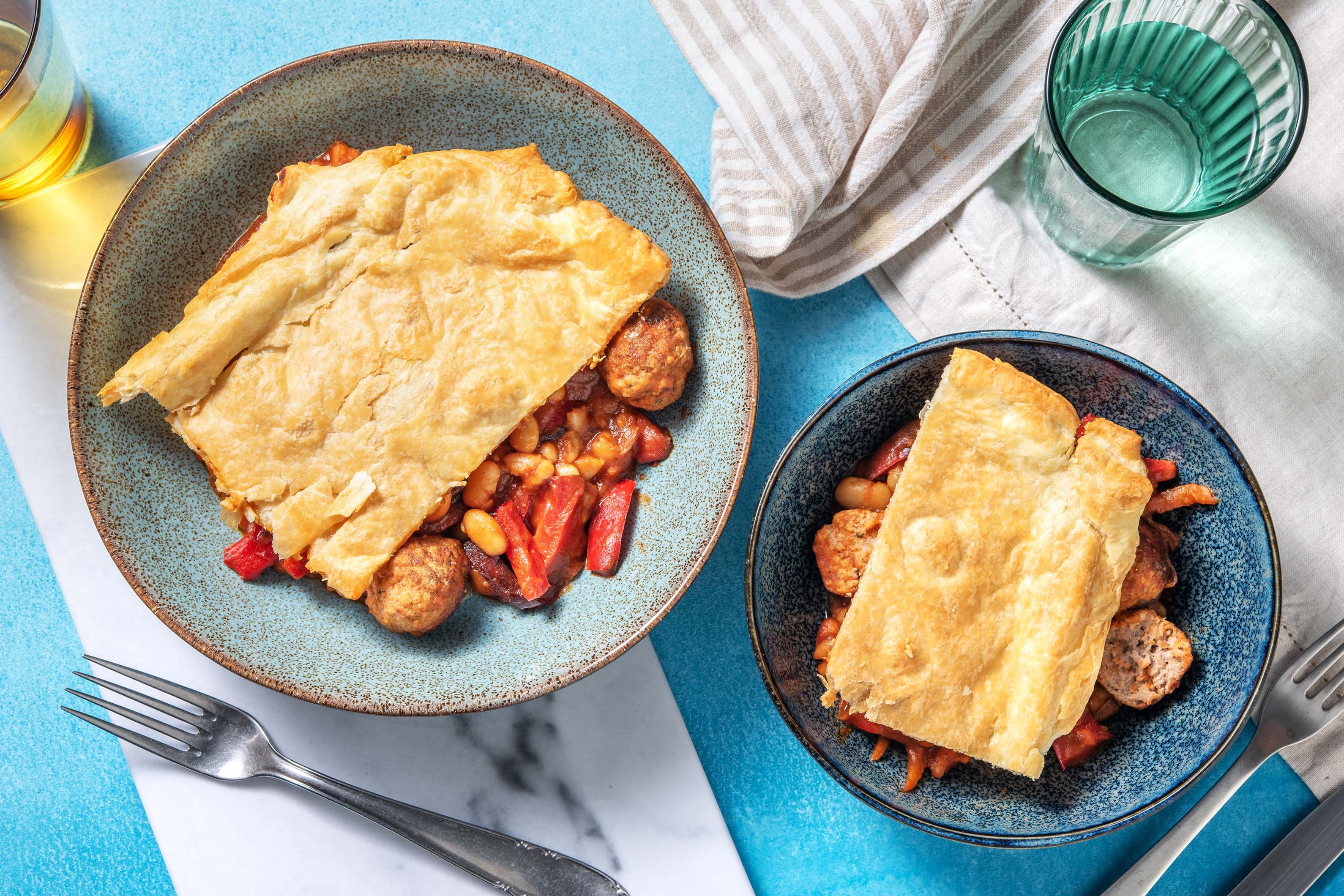 Sausage Meatball and Butter Bean Pie