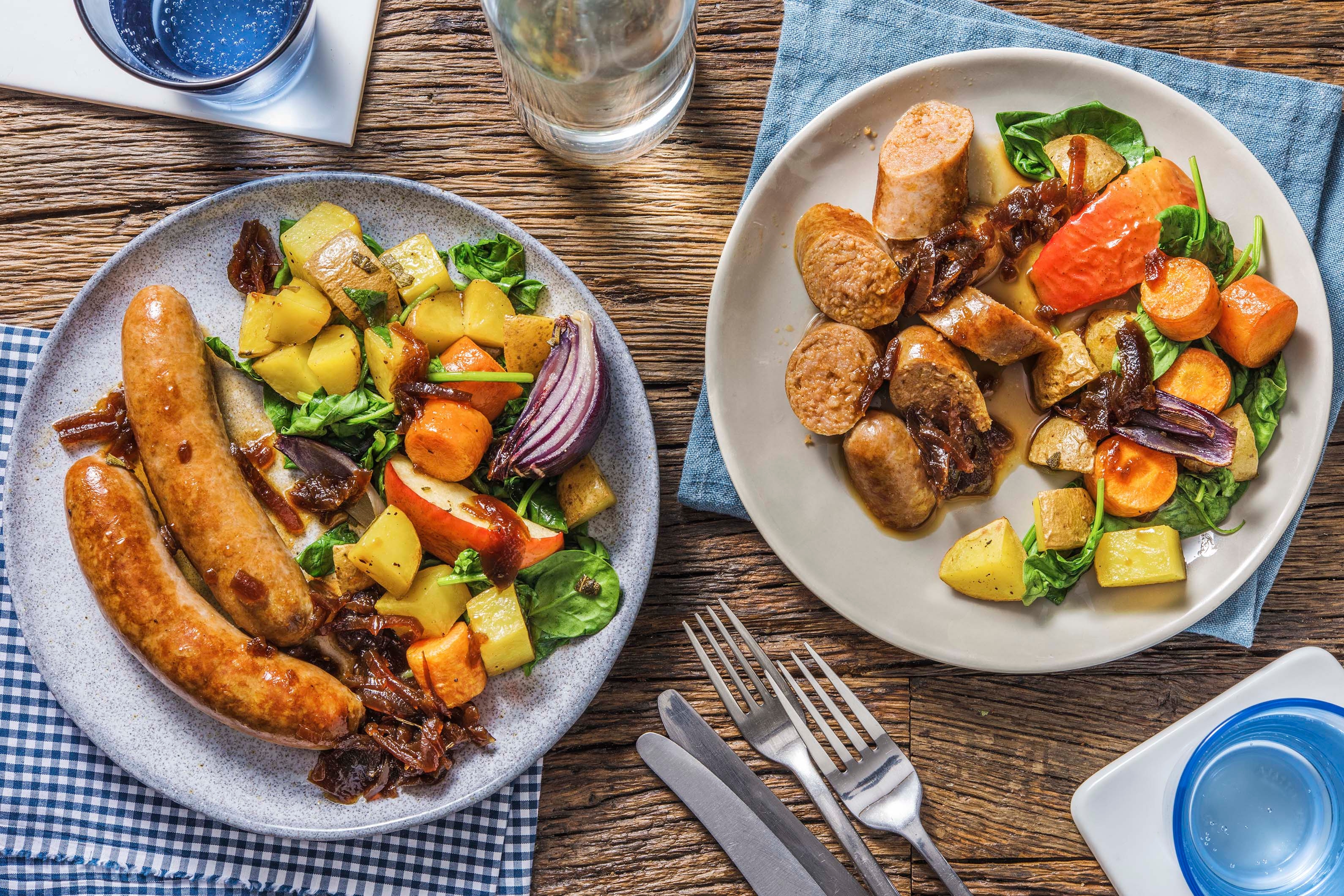 Caramelised Onion Sausage Traybake