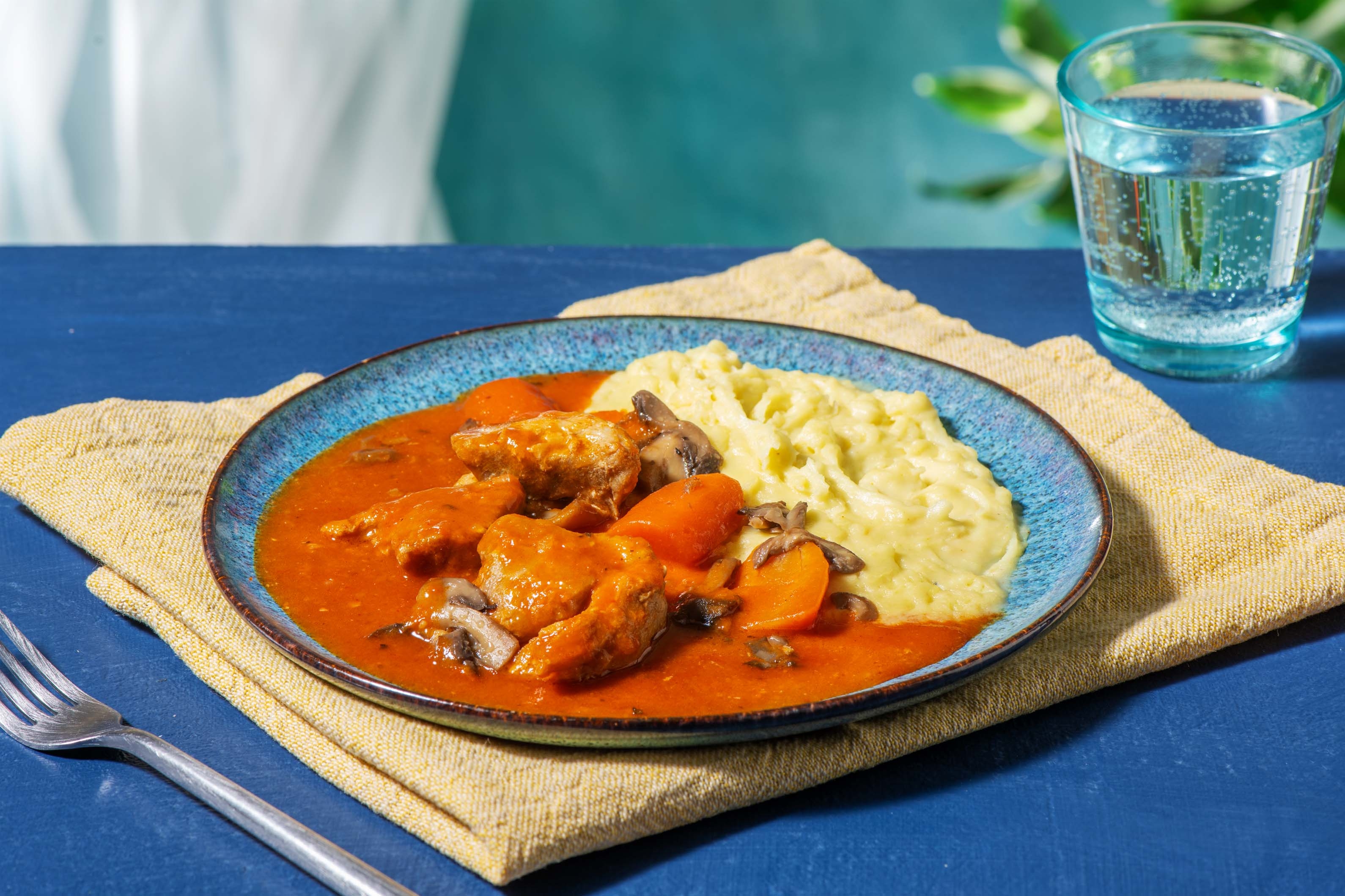 Sauté de porc façon marengo & purée de pommes de terre