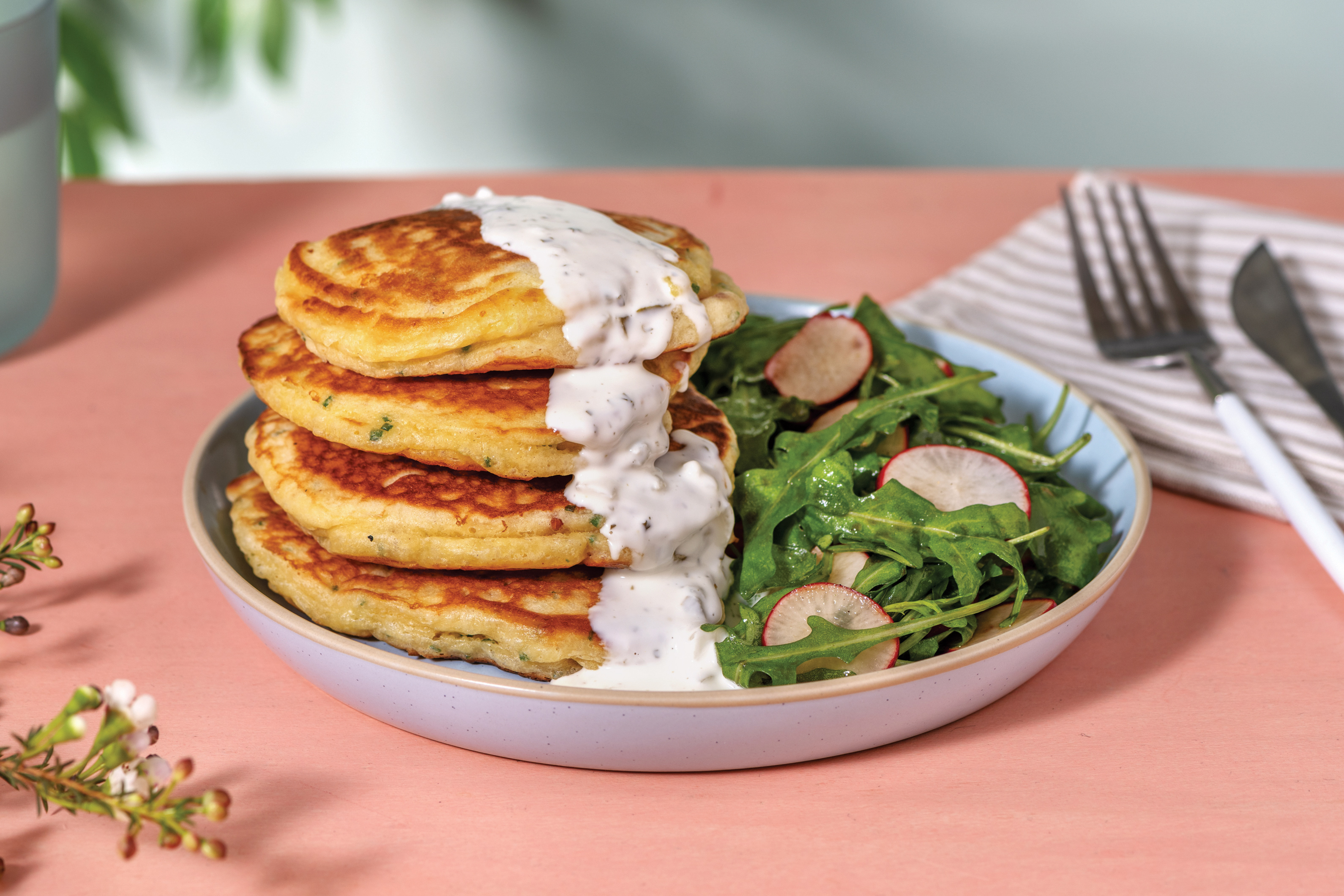 Savoury Parmesan, Chive & Bacon Pancakes