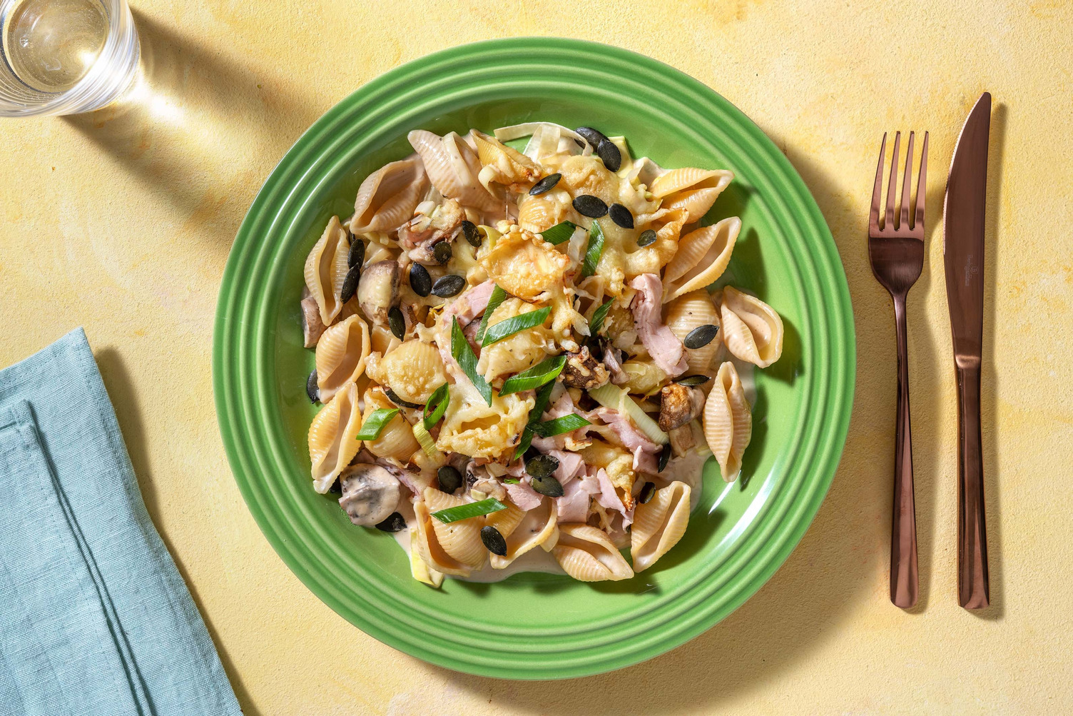 Schnelles Schinken-Käse-Gratin mit Conchiglie