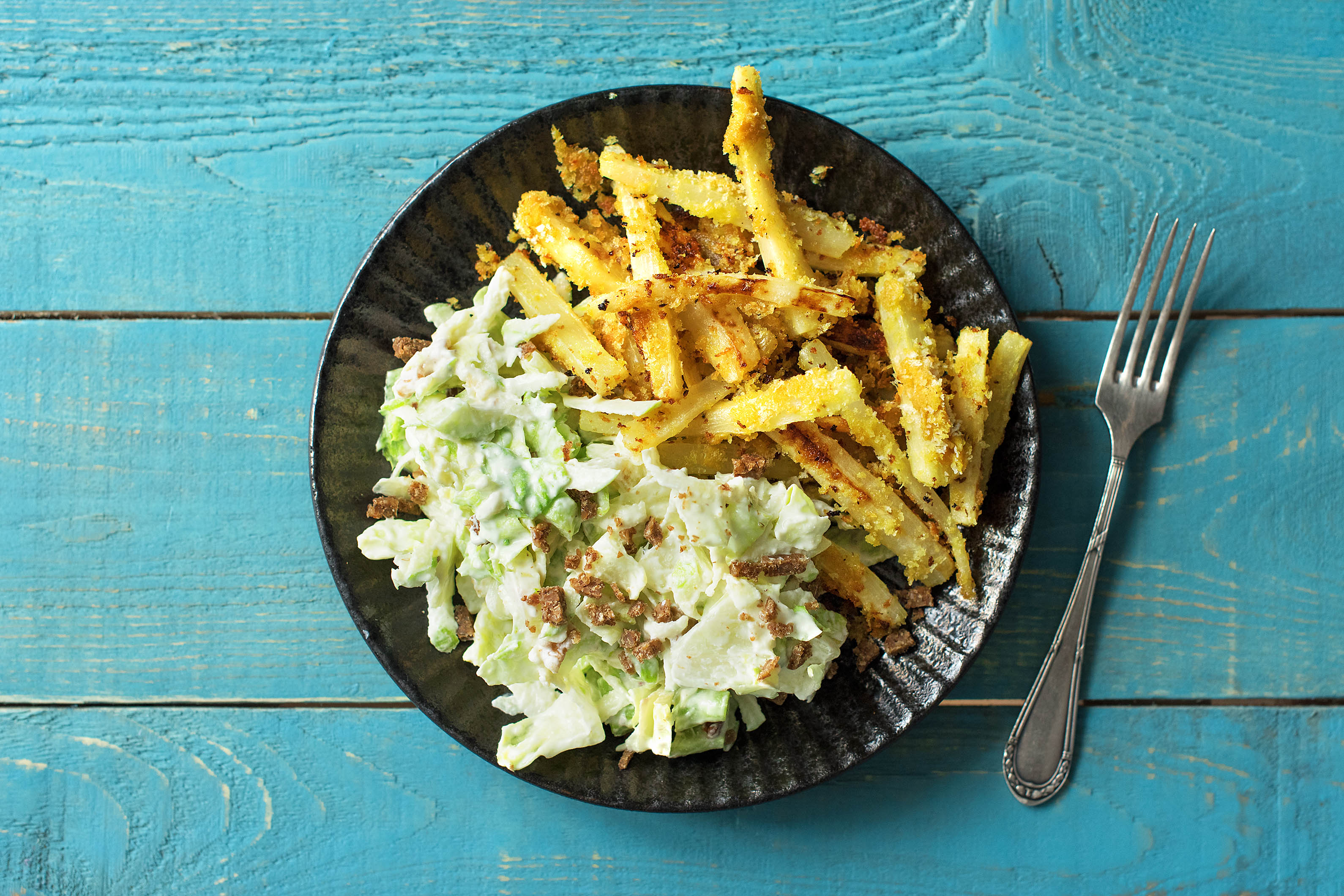 Schwarzwurzelsticks mit Waldorf-Salat
