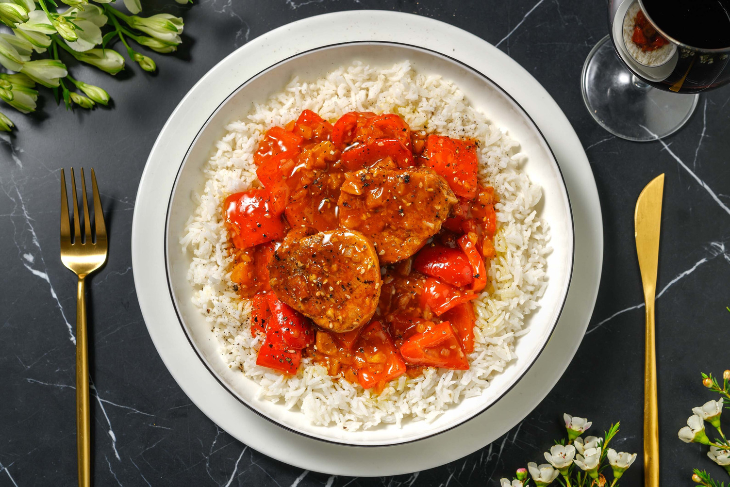 Schweinsfilet süsssauer mit getrockneten Aprikosen