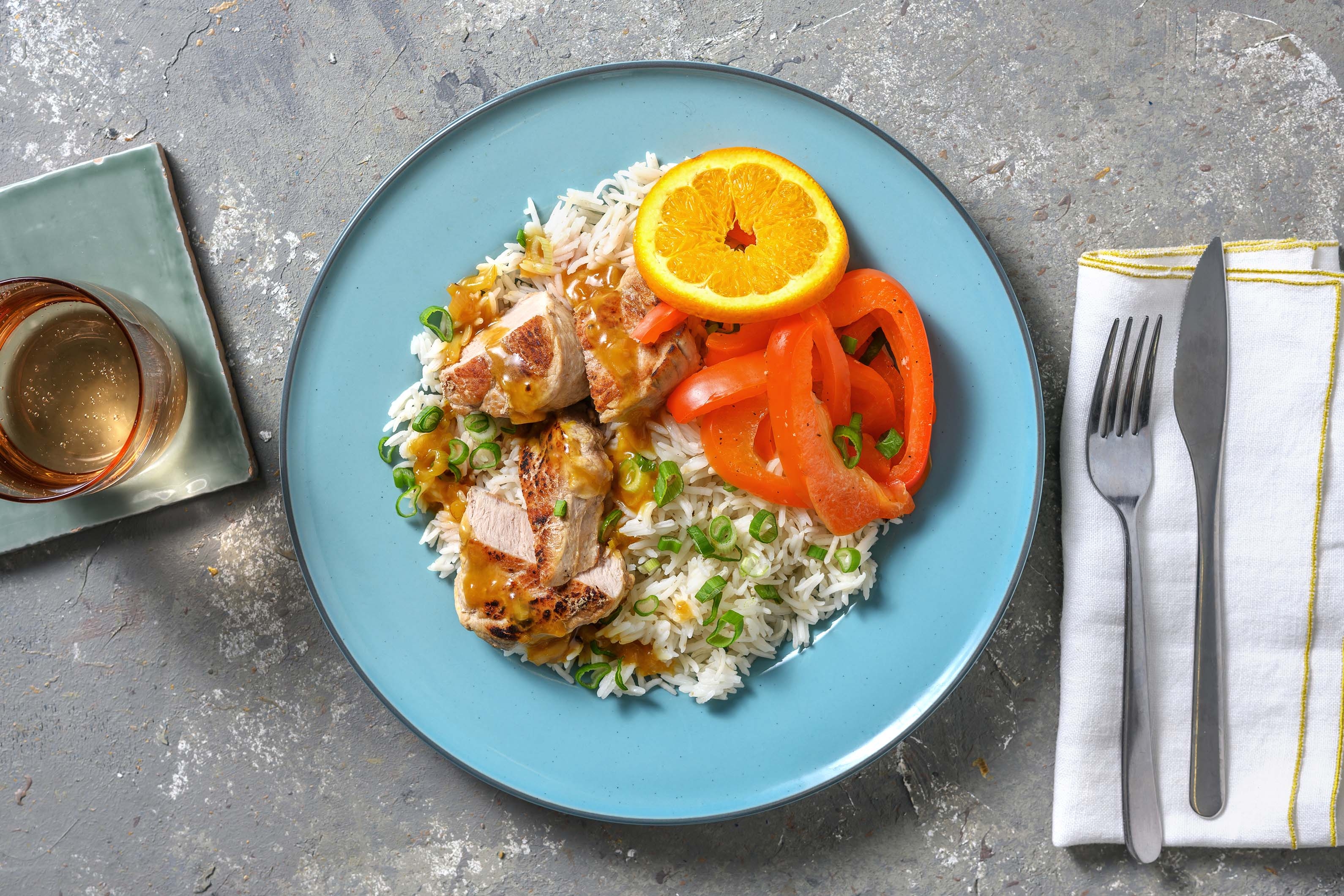 Schweinefilet mit Orangen-Teriyaki-Sauce