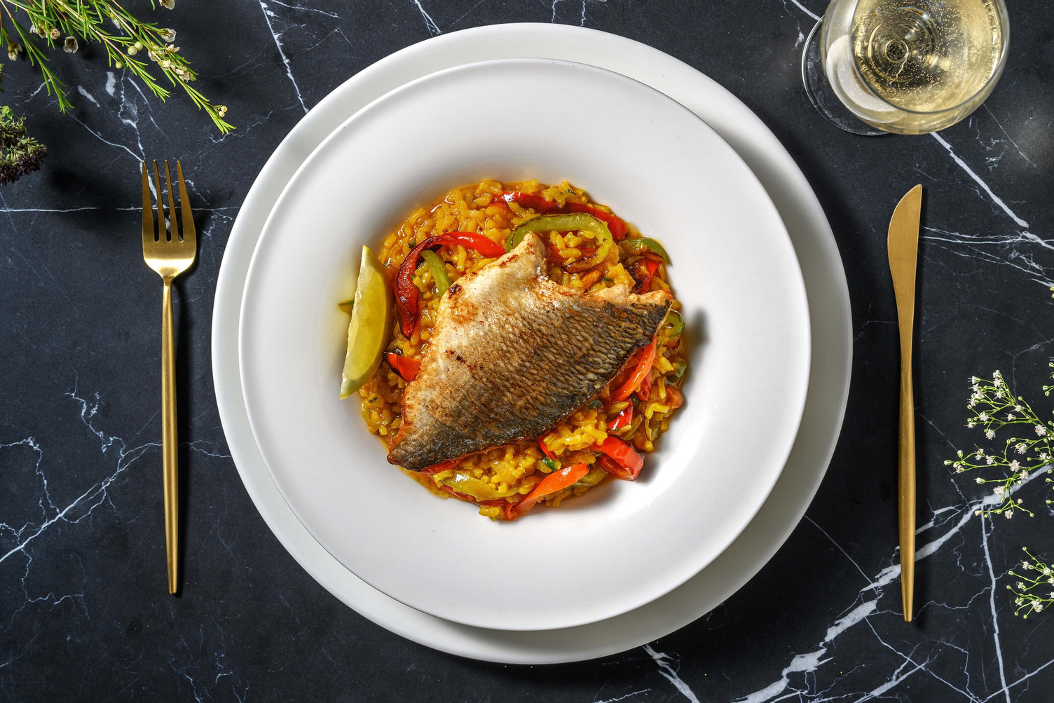 Pan Fried Sea Bream on Saffron Rice