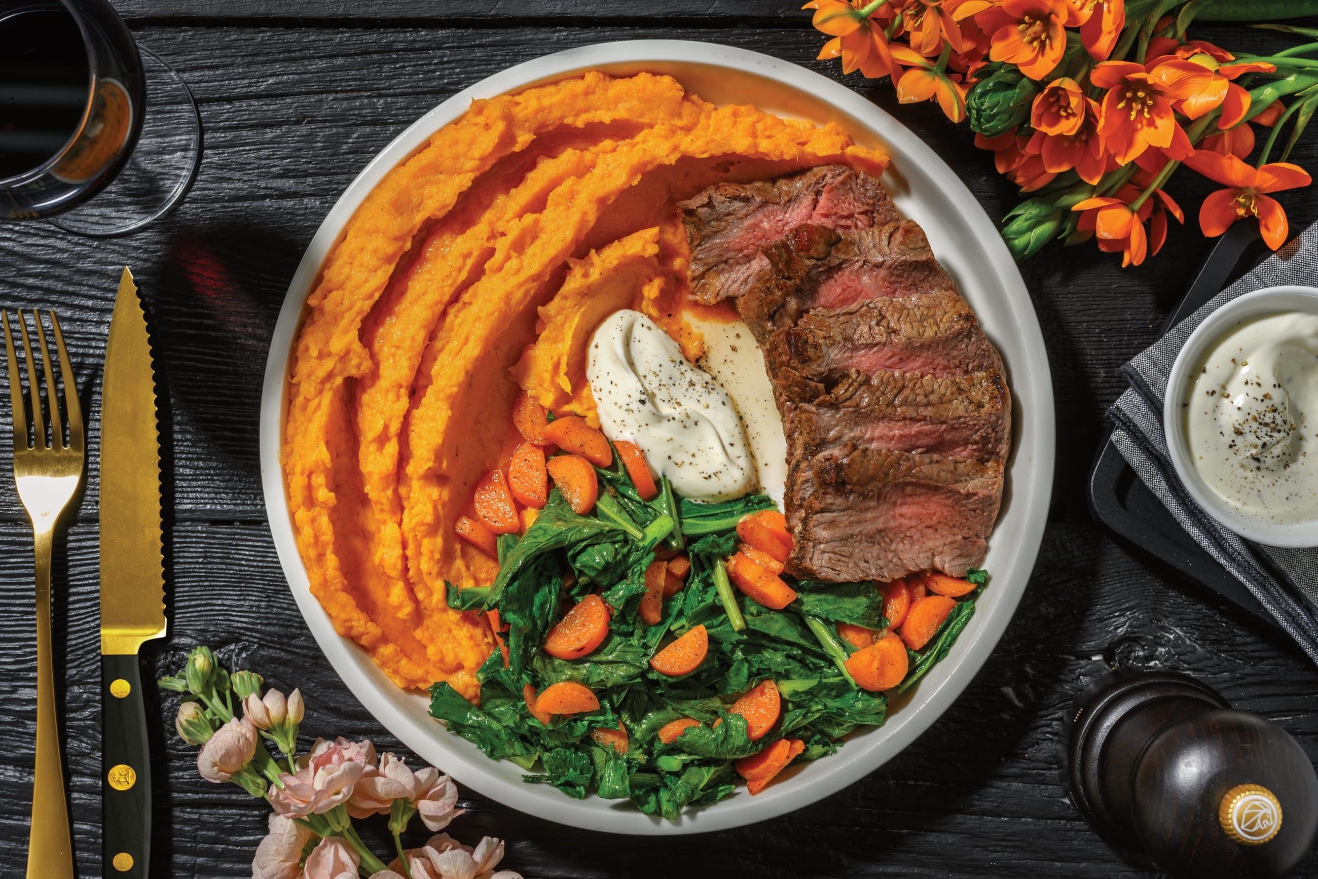 Flank Steak & Creamy Truffle Sauce