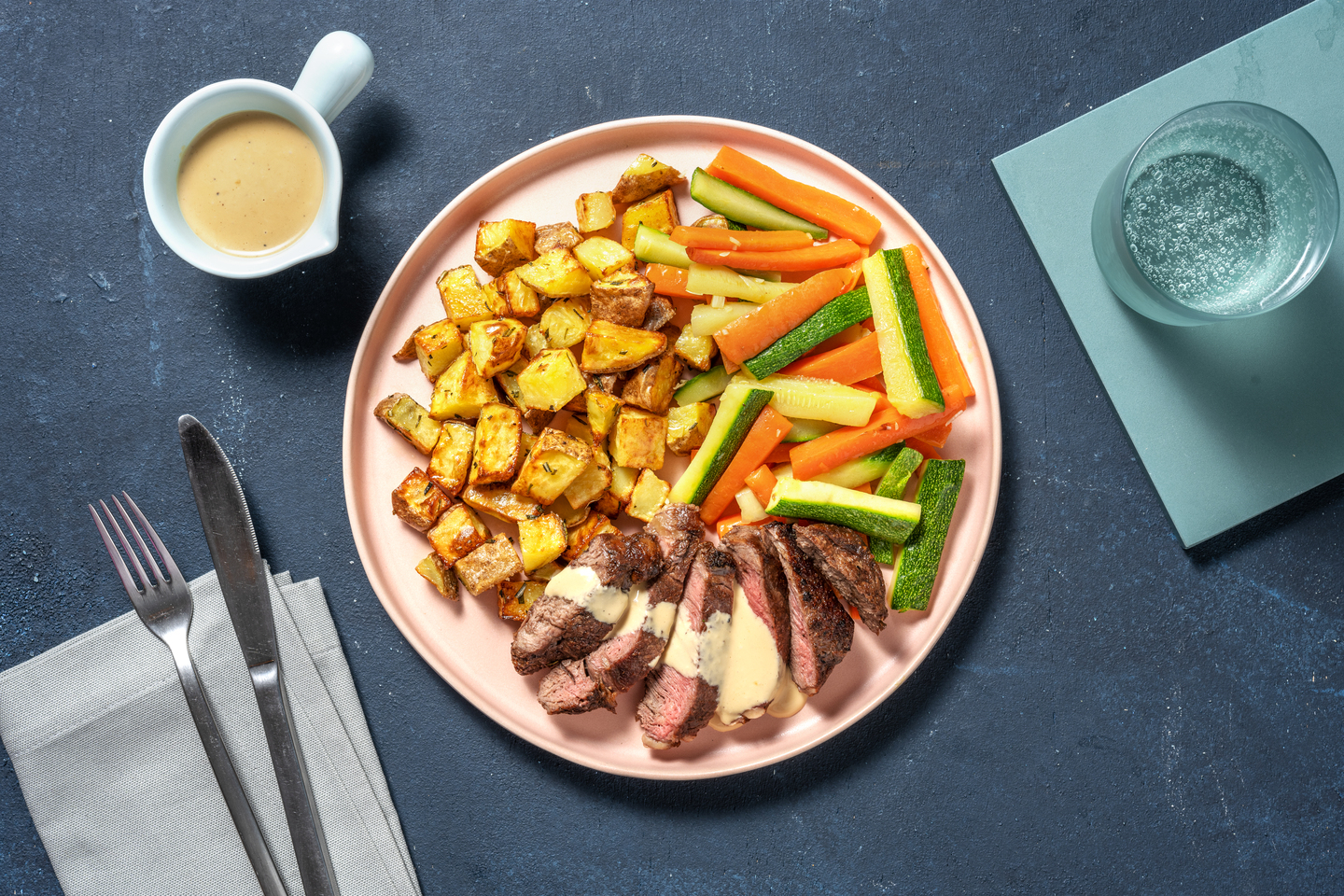 Seared Beef Rump & Creamy Peppercorn Sauce