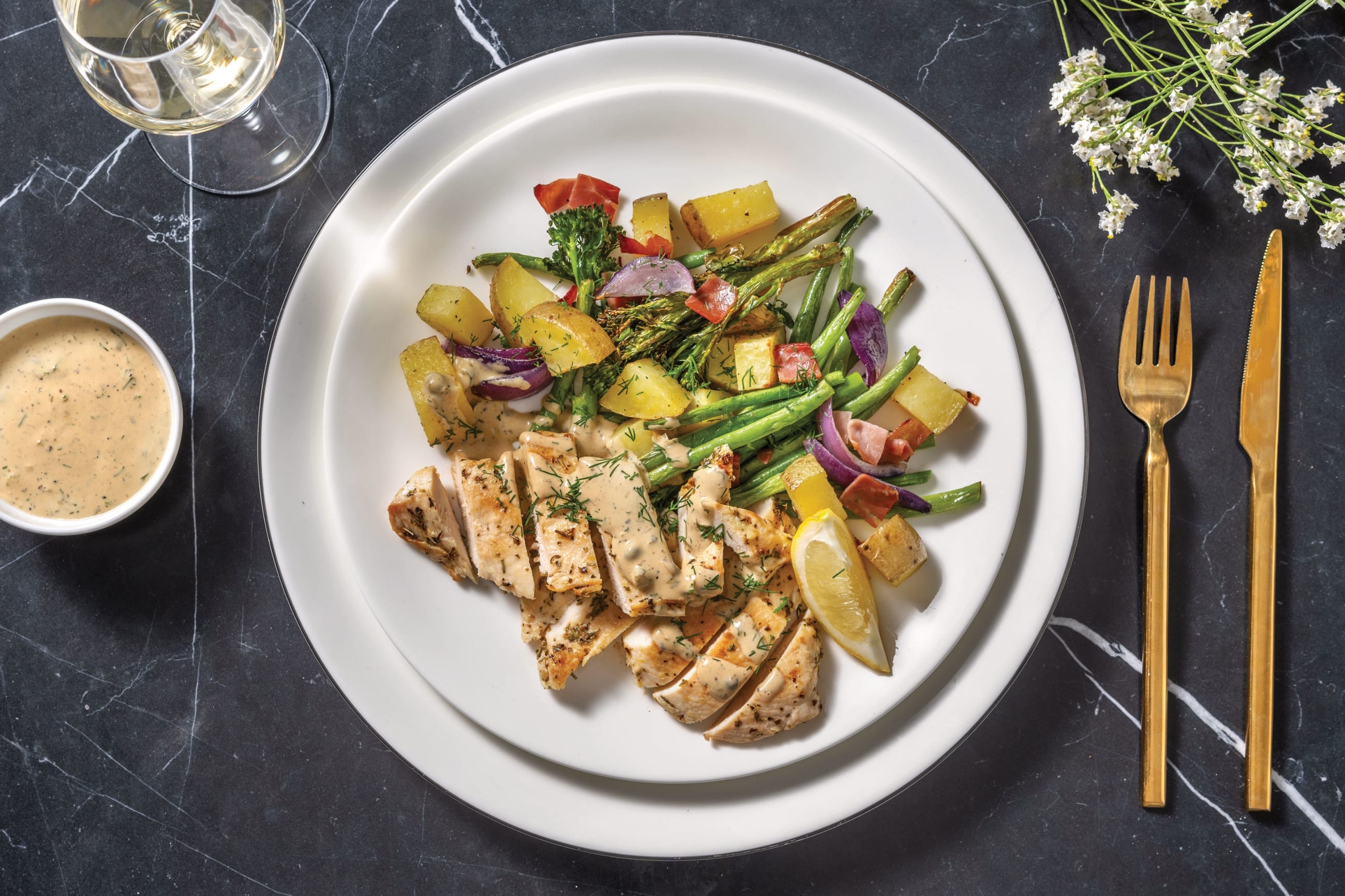 Garlicky Chicken & Creamy Parsley Sauce