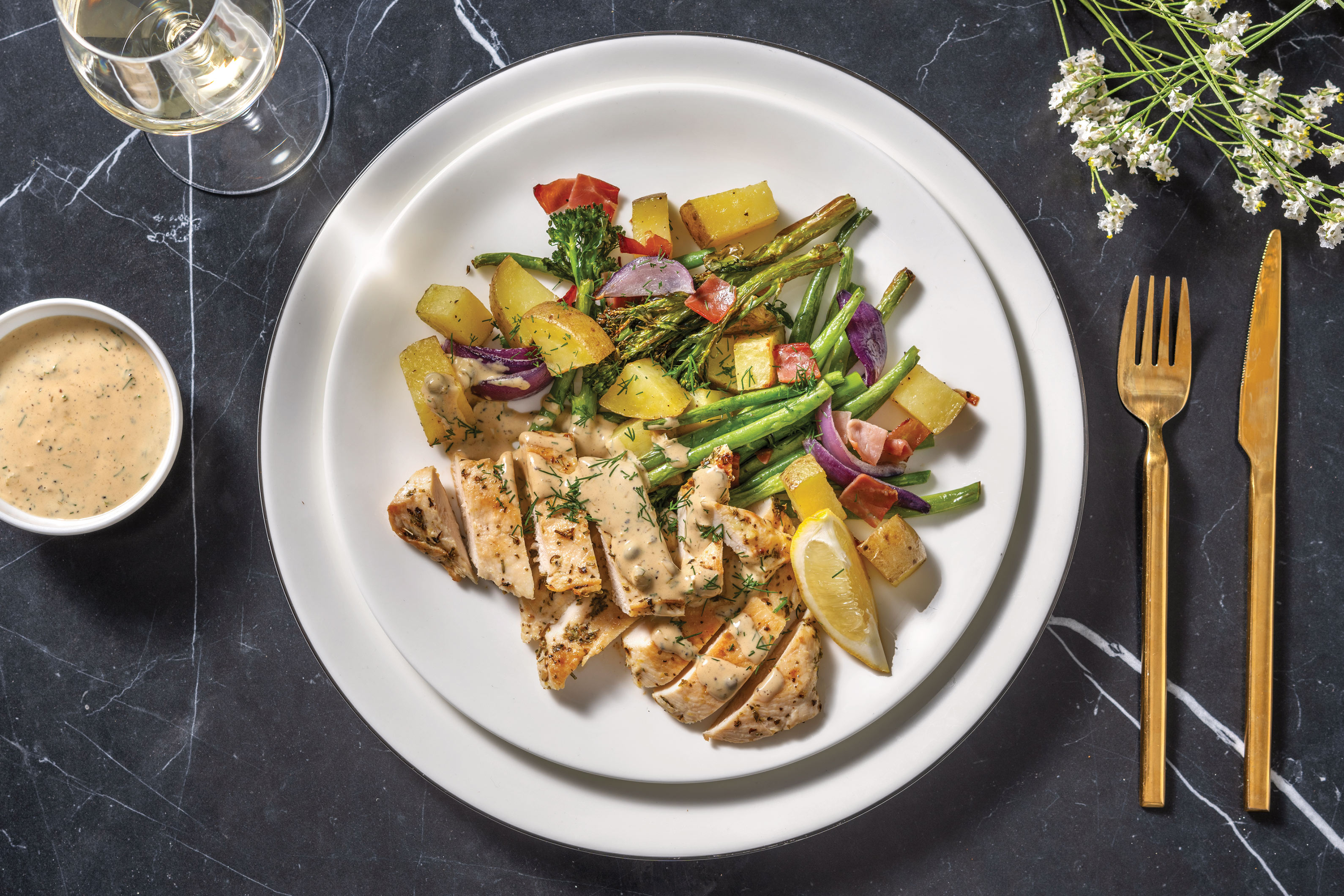 Lemon Chicken & Creamy Dill-Caper Sauce