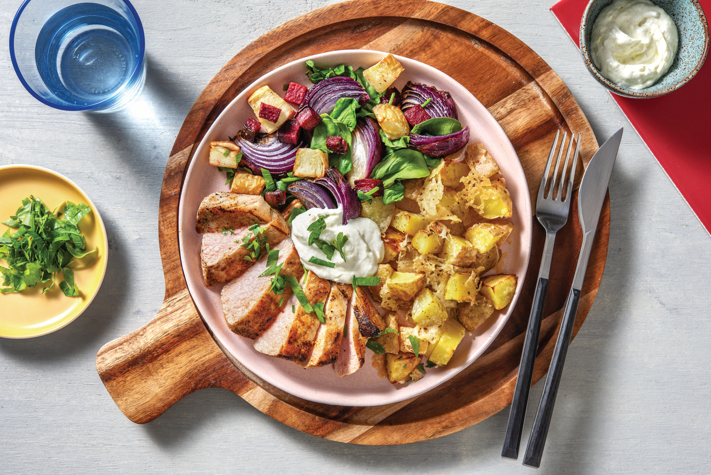 Seared Pork & Cheesy Potatoes