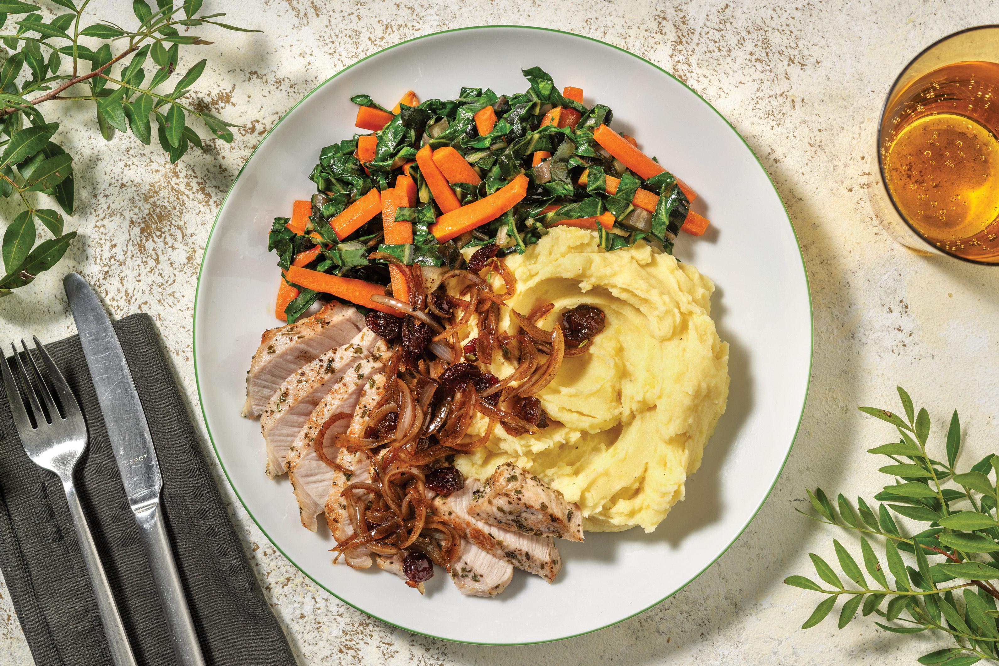 Seared Pork & Cranberry-Thyme Sauce