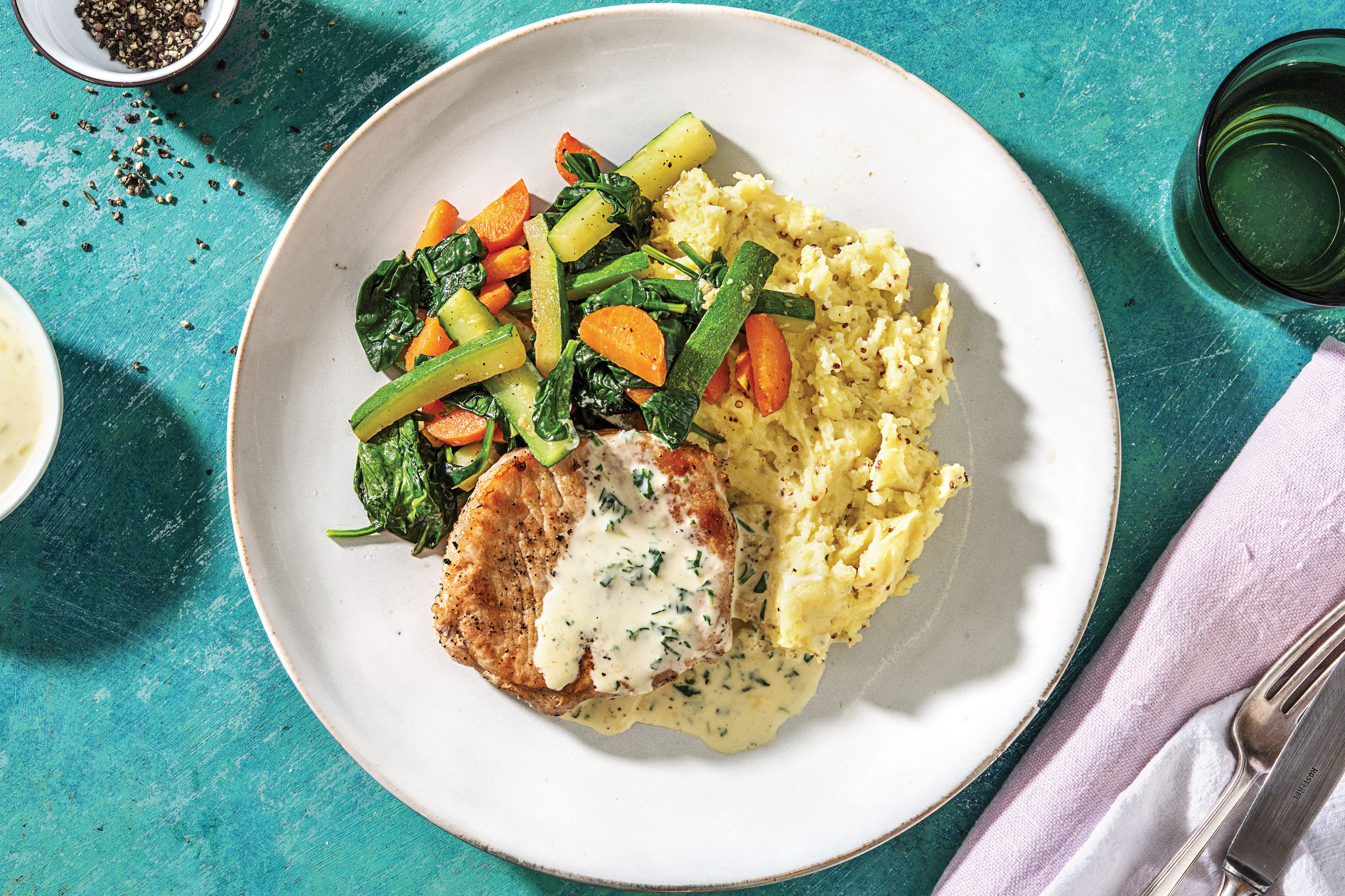 Seared Pork & Tarragon Sauce