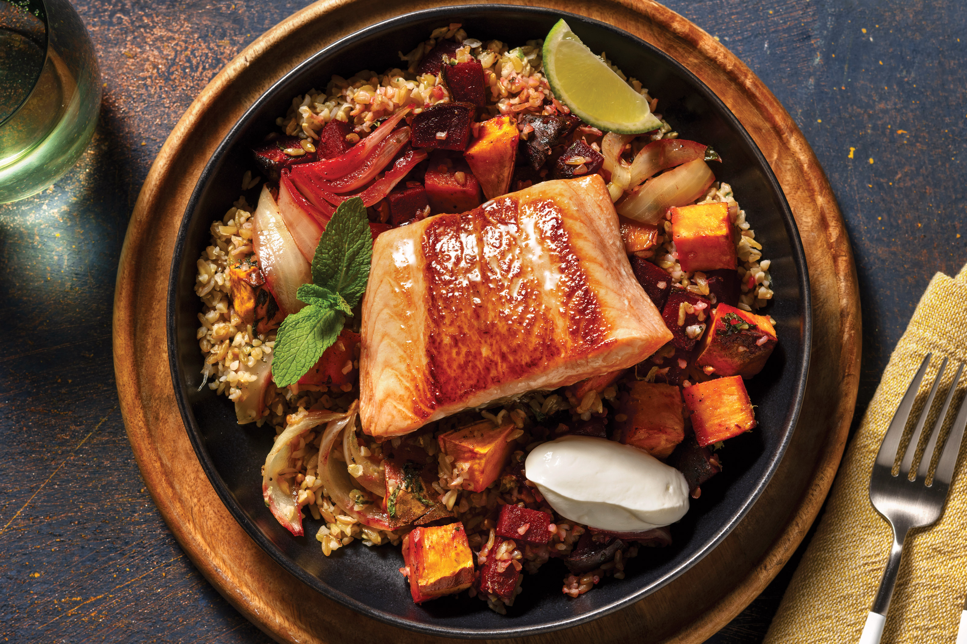 Seared Salmon & Freekeh Salad