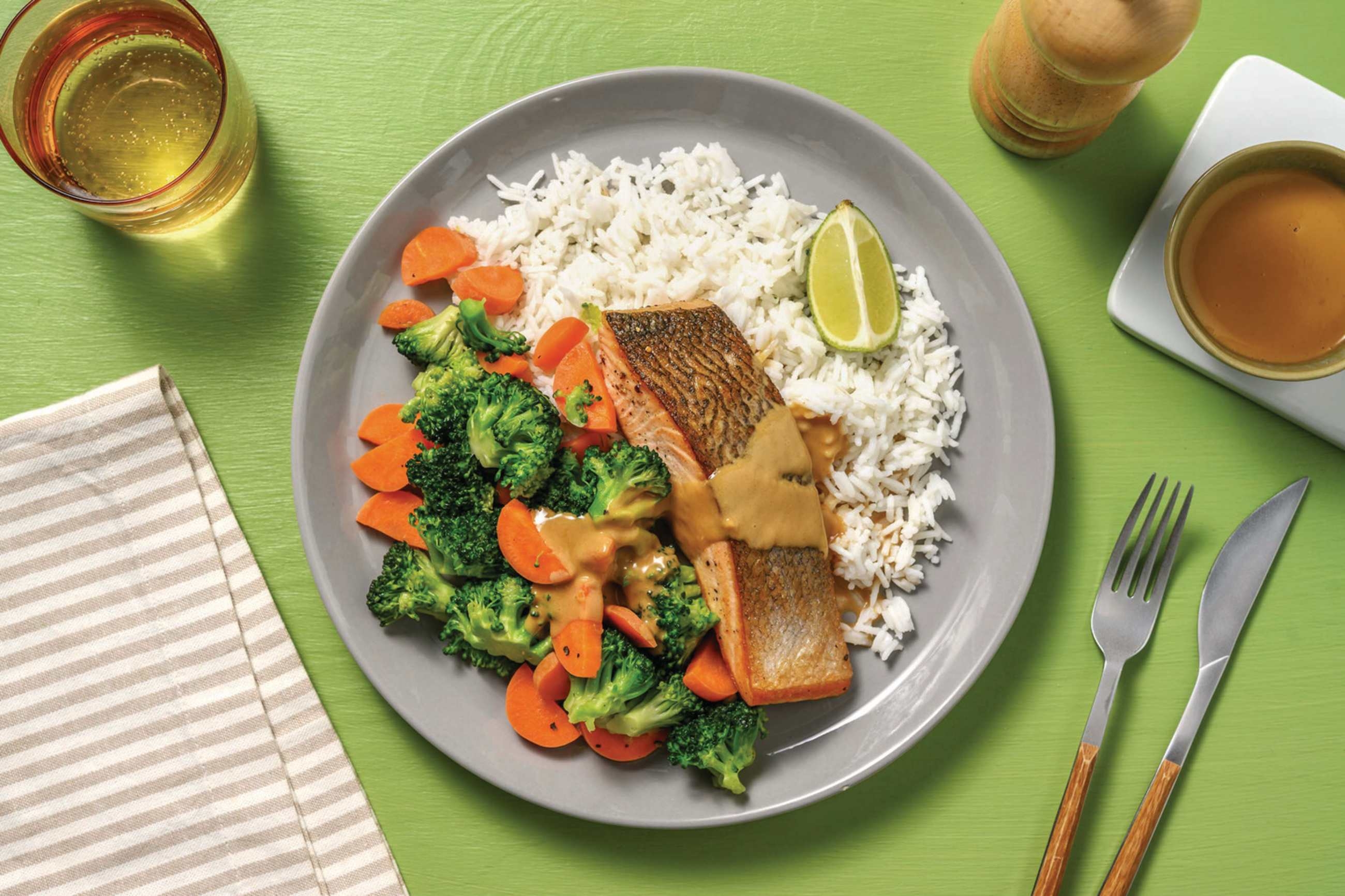 Seared Salmon & Ginger-Coconut Sauce