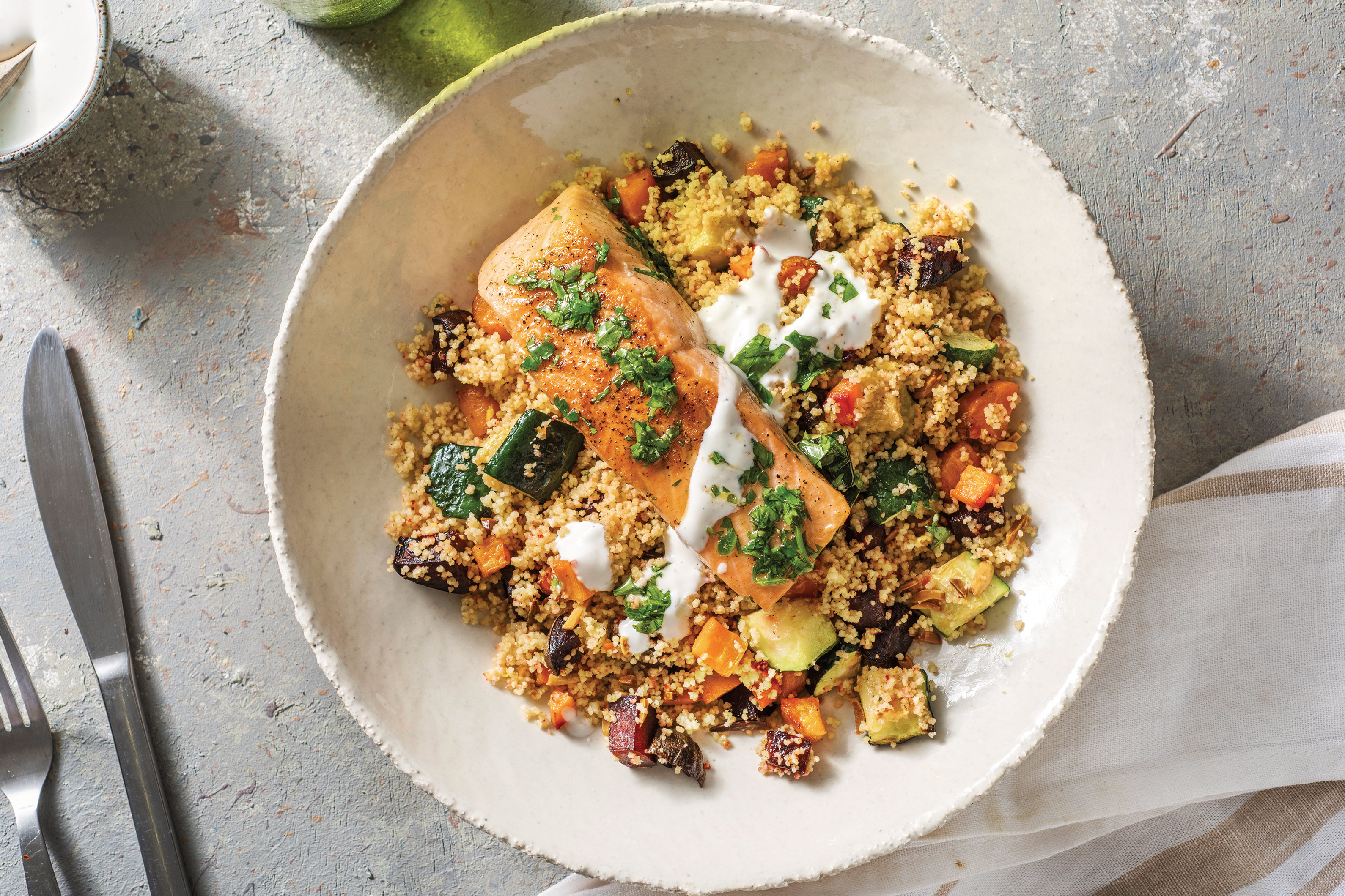 Seared Salmon & Roast Veggie Couscous