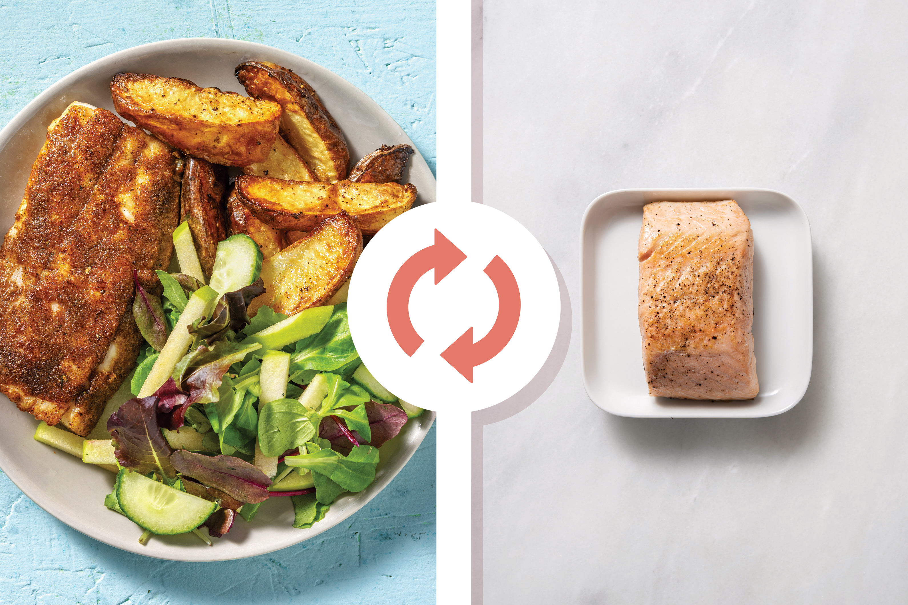 Seared Salmon & Wedges