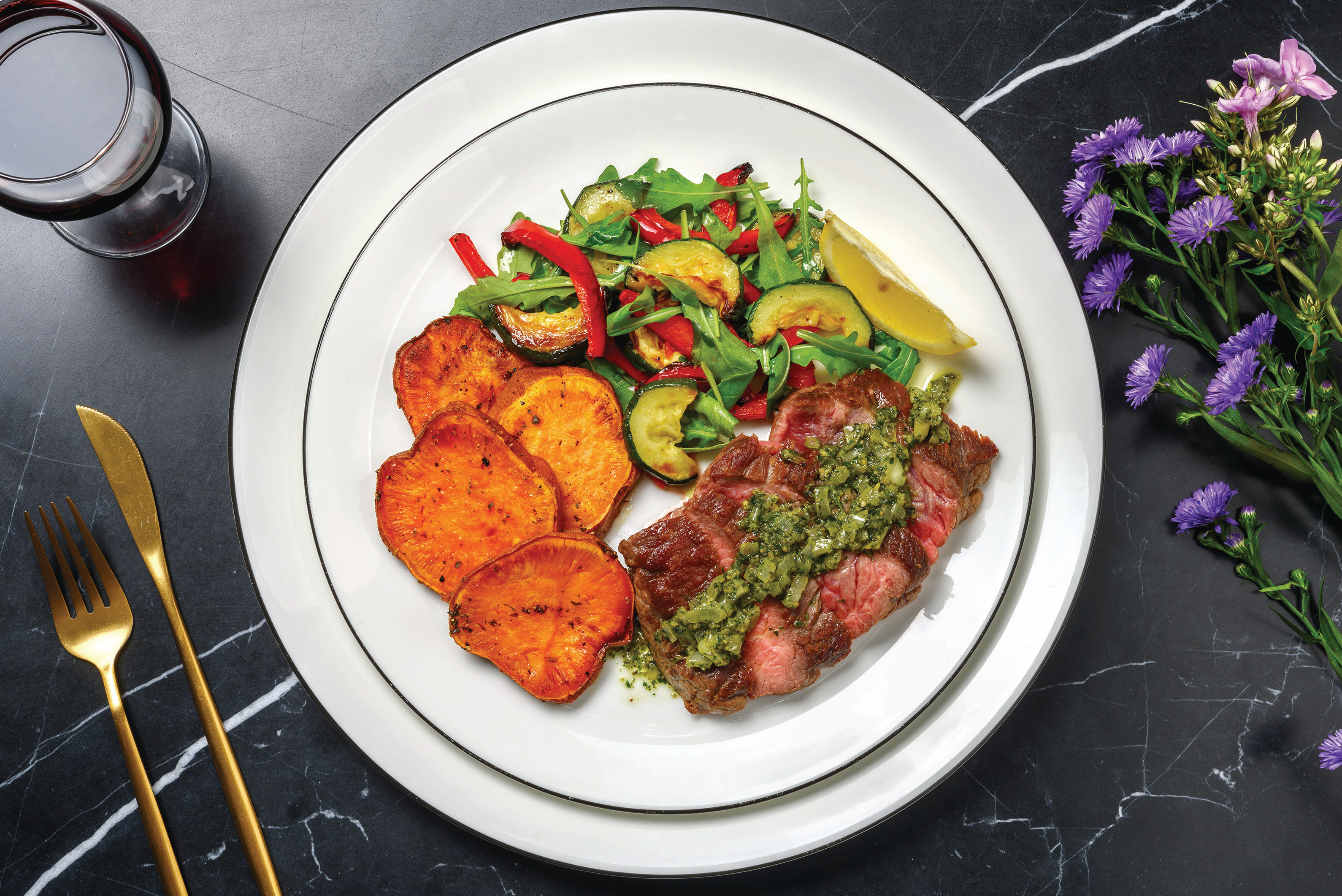 Seared Beef Sirloin & Pesto Butter Sauce