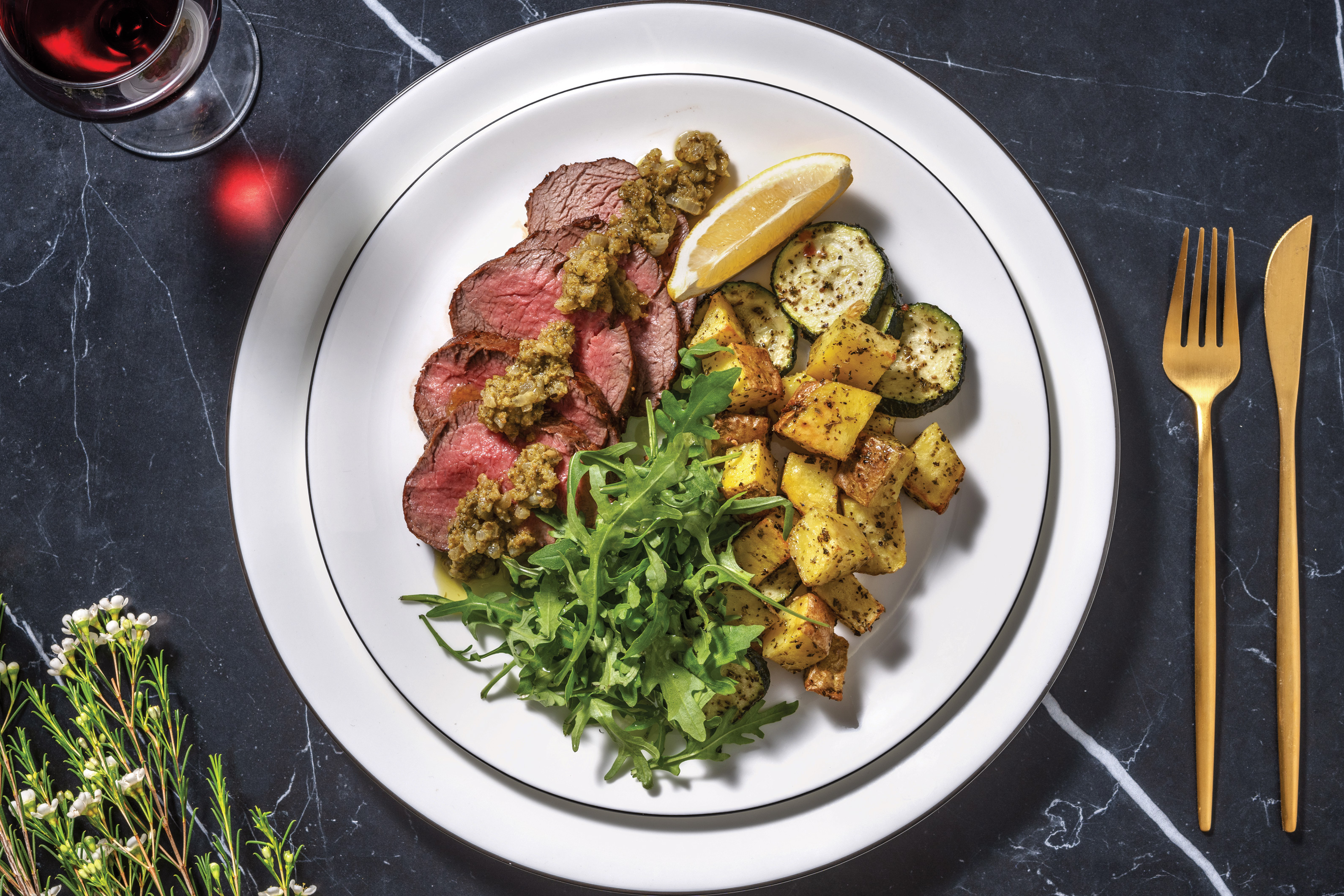 Seared Fillet Steak & Pesto Butter Sauce