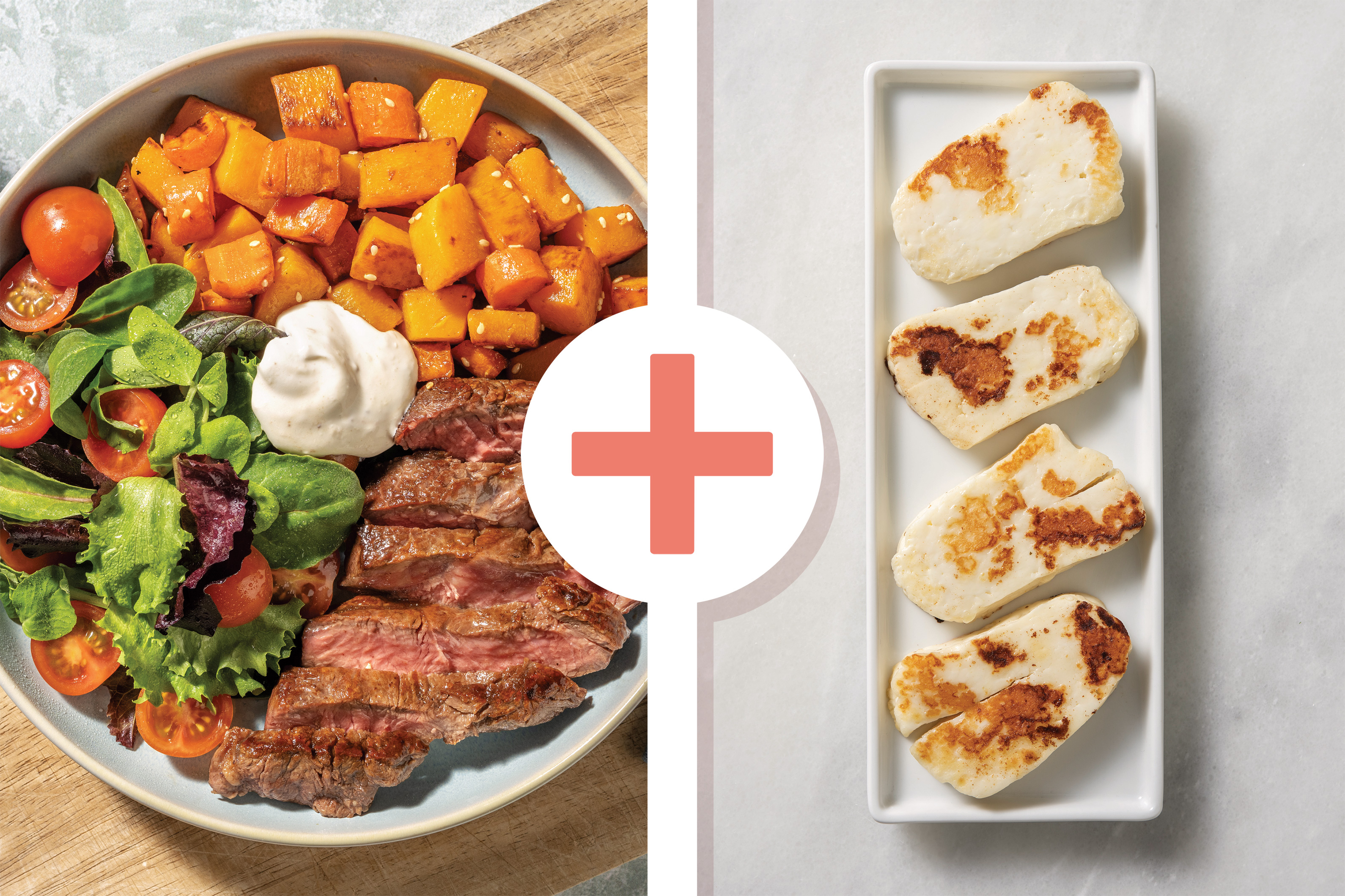 Moroccan Steak, Haloumi & Easy-Prep Sesame Veg