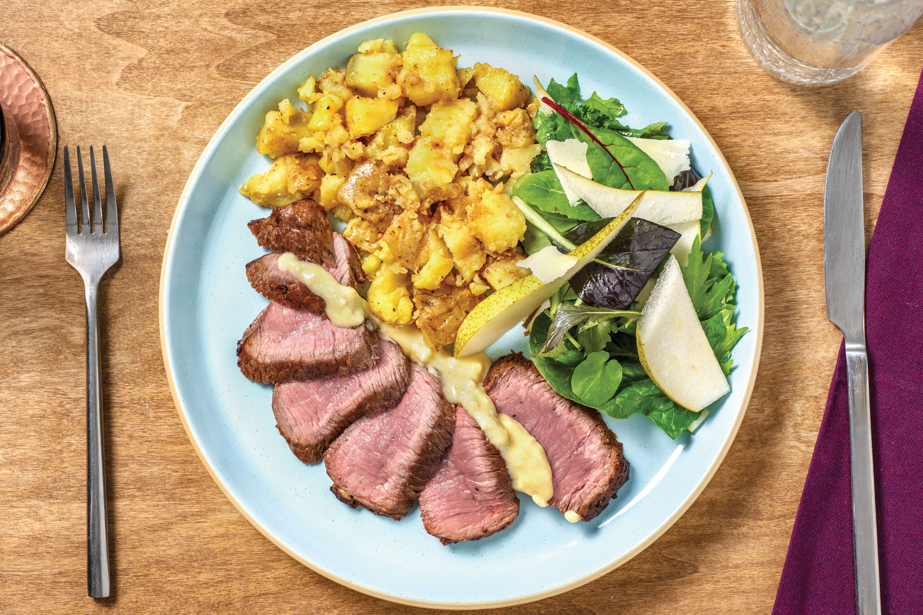 Seared Steak & Mustard Crushed Potatoes