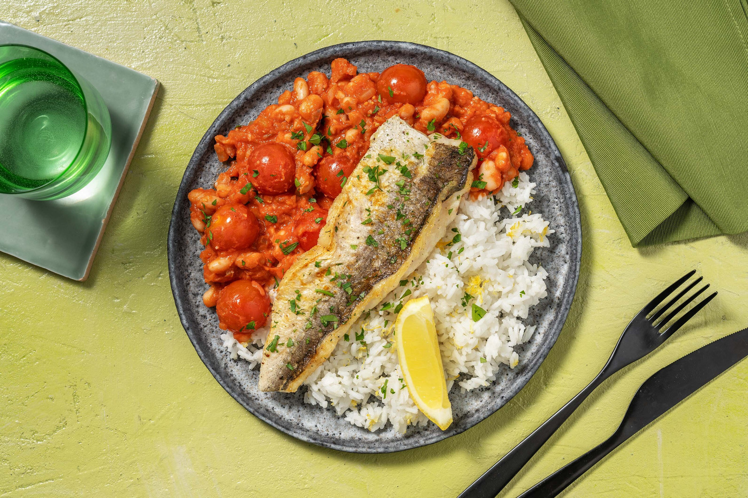 Seehecht mit tomatigen Butterbohnen