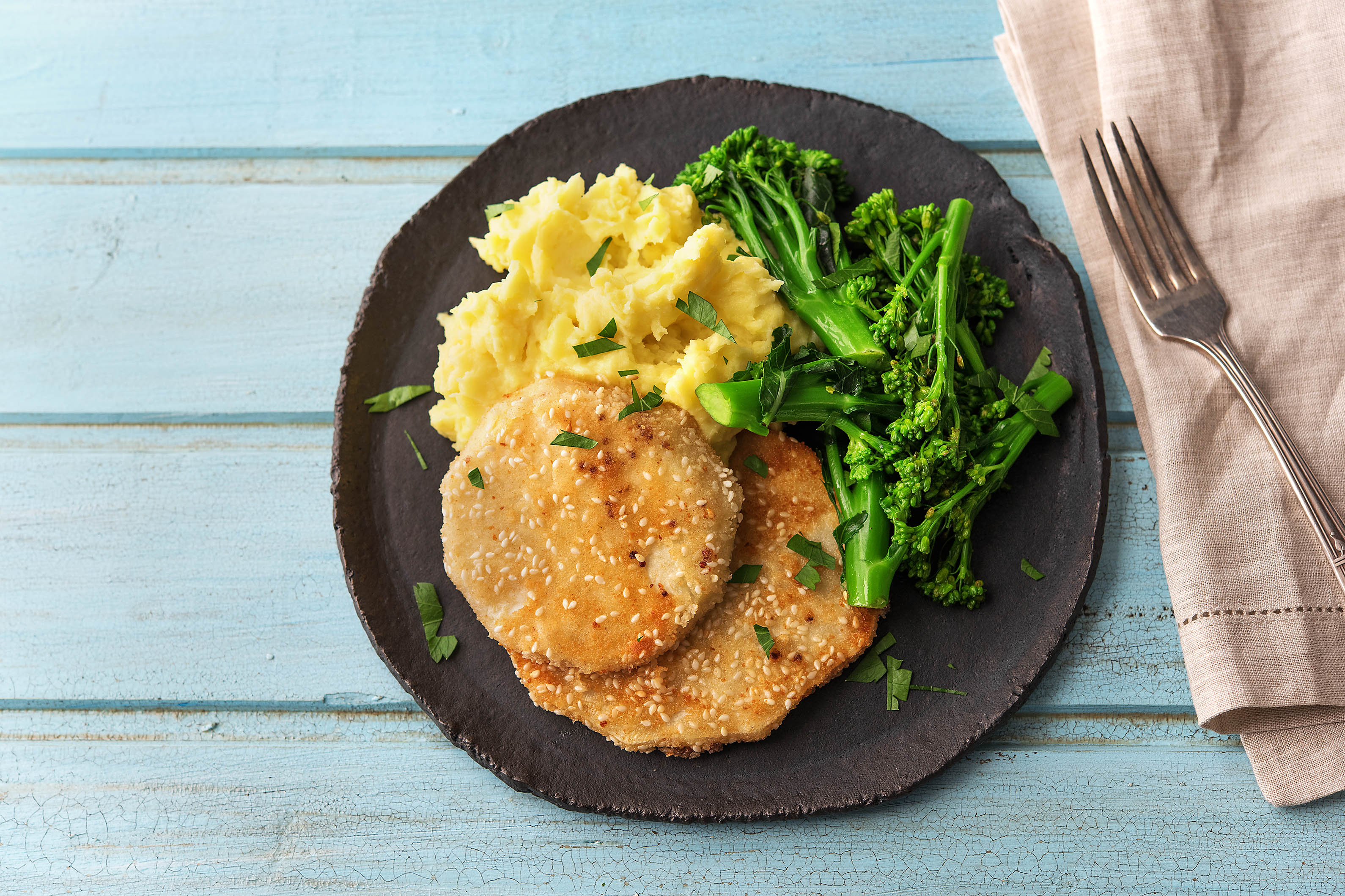 Sellerieschnitzel mit Sesamkruste