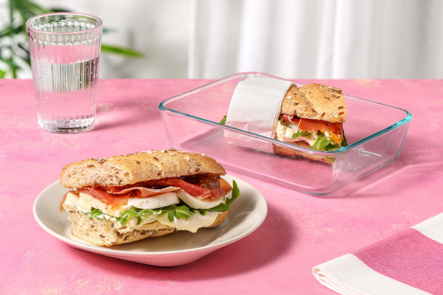 Serrano Ham & Mozzarella Roll with Fig Jam and Rocket