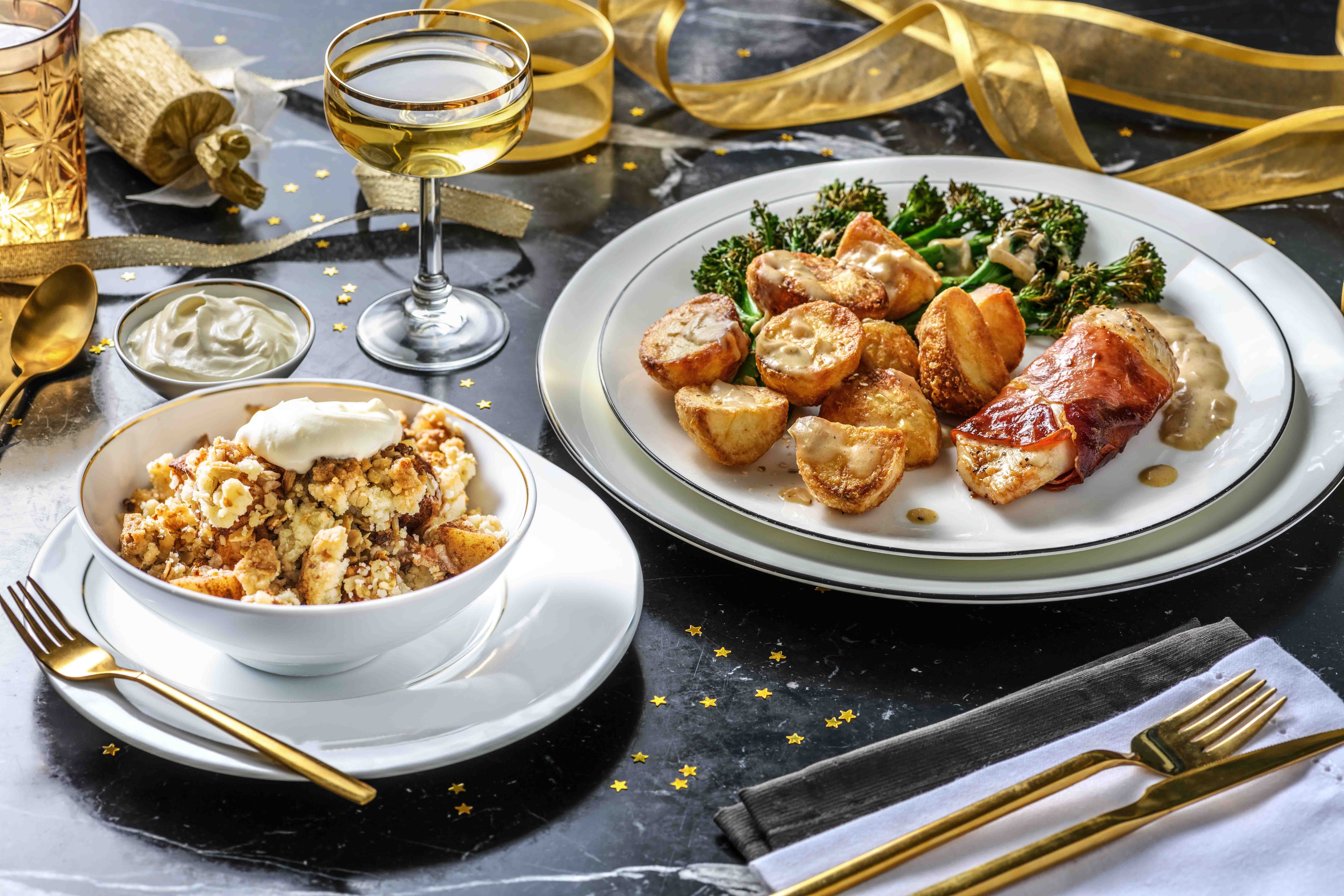 Serrano Ham Wrapped Chicken and Roast Potatoes