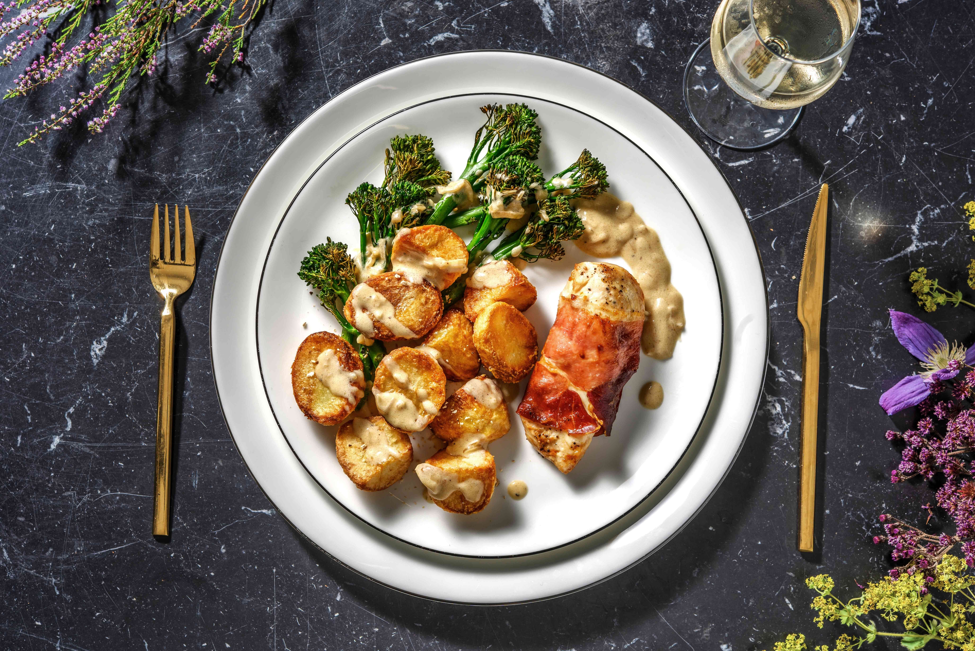 Serrano Ham Wrapped Chicken