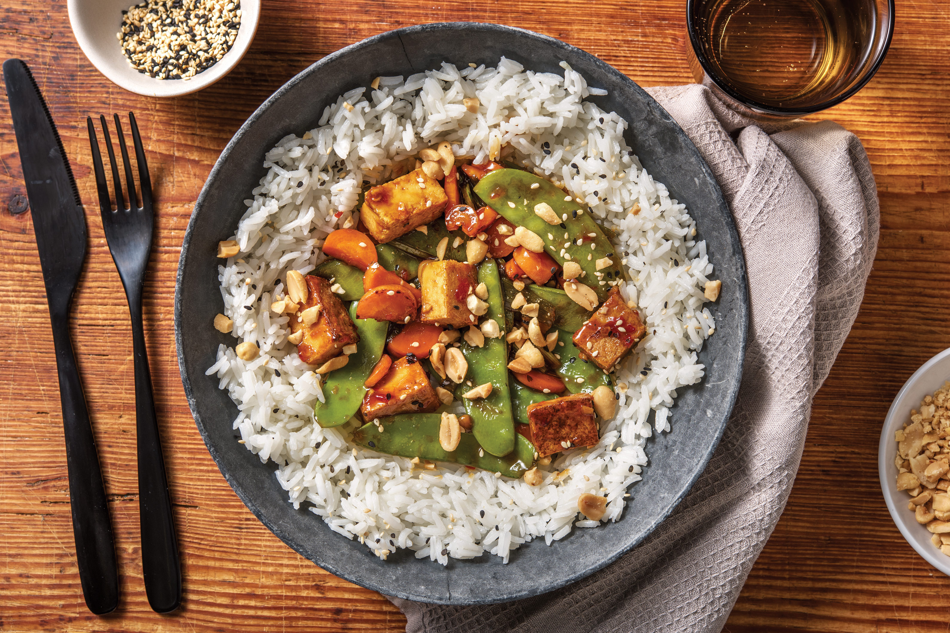 Peking-Style Tofu & Ginger-Soy Veggies