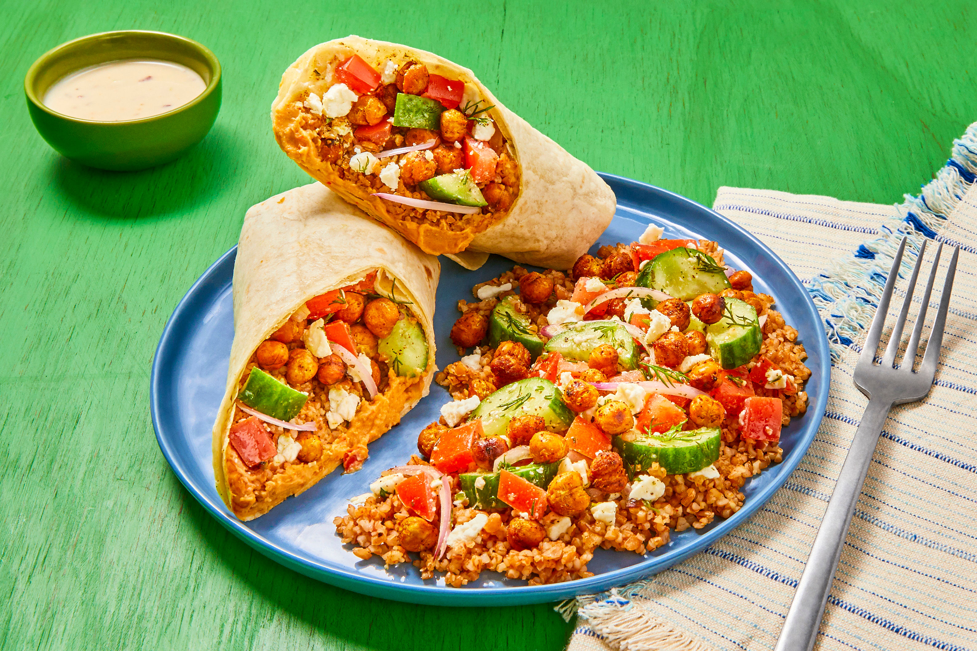 Shawarma-Spiced Chickpea & Bulgur Wraps